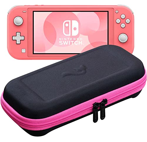 ButterFox Slim Compact Carrying Case for Nintendo Switch Lite - Holds 19 Games & 2 Micro SD Cards | Protective Storage Pouch for Switch Lite Accessories (Pink/Black) | Perfect for Travel, Commuting & Gaming On-The-Go