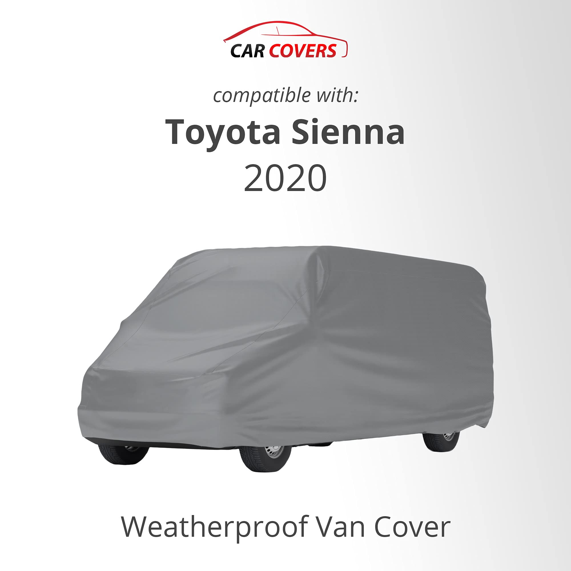 Weatherproof Car Cover for Toyota Sienna 2020 - Waterproof Van Cover with Anti-Theft Cable Lock & Warranty | Outdoor Vehicle Protection Accessories for All Seasons