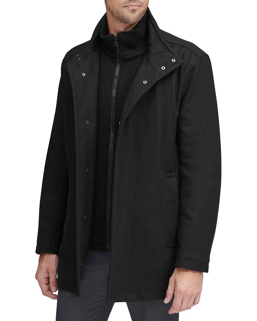 Marc New York by Andrew Marc Men's Coyle Wool Stand Collar Jacket with Knit Bib Insert - Winter Warm Coat for Business Casual & Outdoor Activities