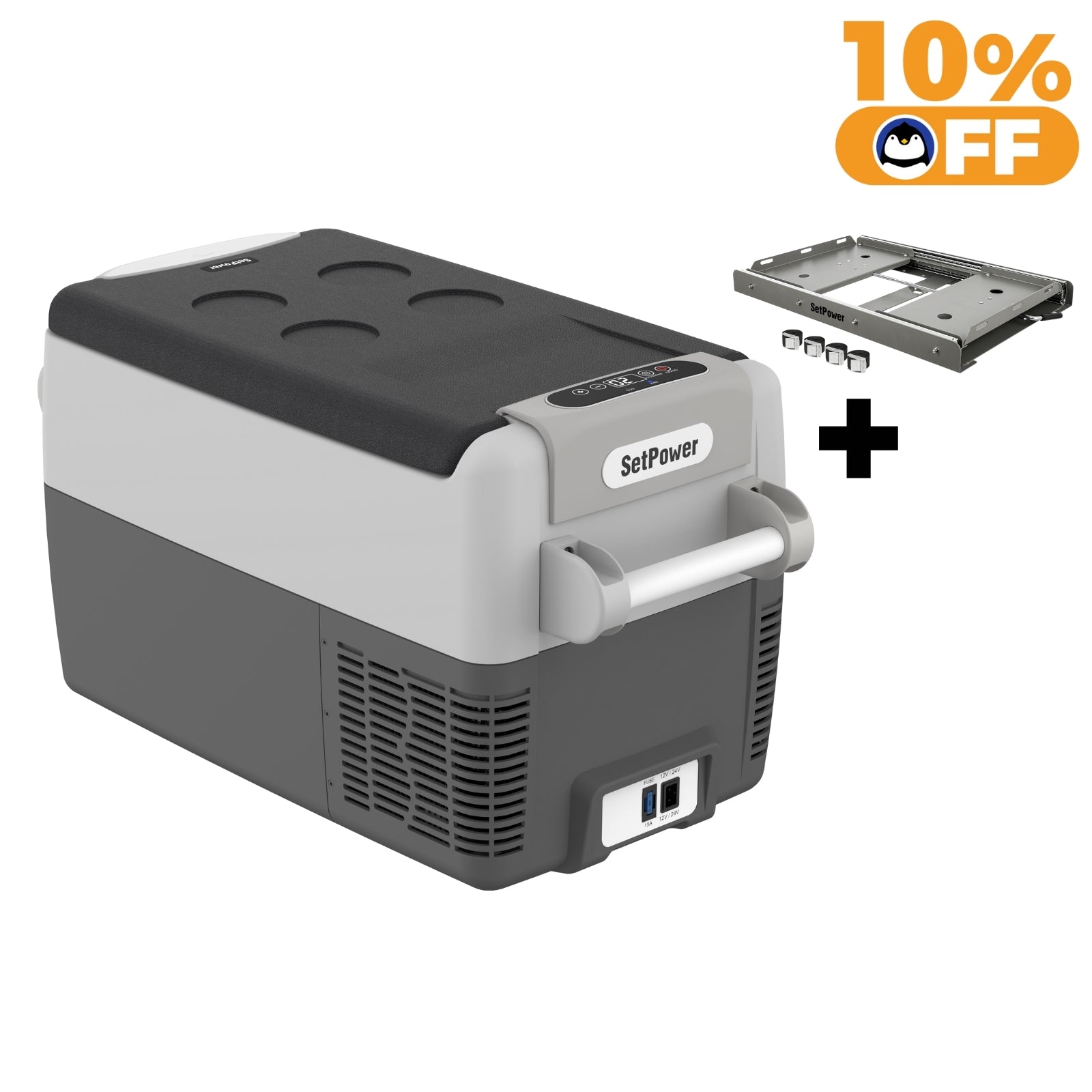 Setpower AJ30 12V Portable Car Refrigerator Freezer - 32Qt Compact Fridge for Semi Trucks, Camping, RV & Road Trips | Heavy Duty Cooling for Food & Drinks