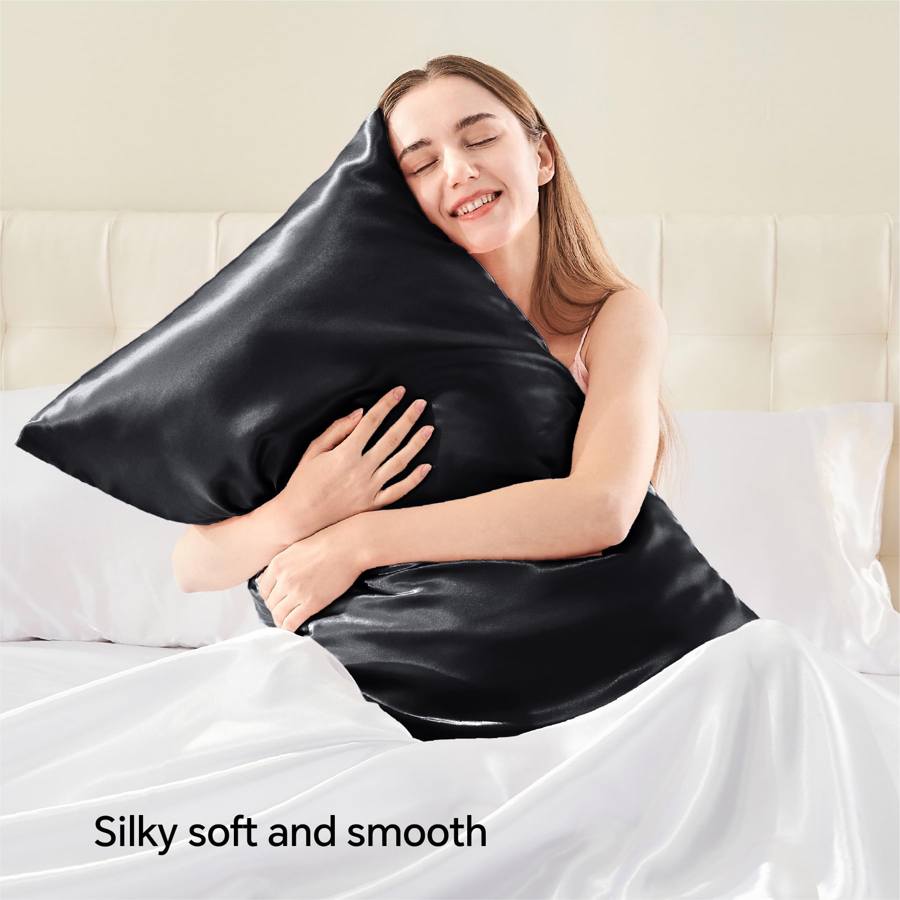 BEDELITE 2 Pack Satin Pillowcase with Zipper - Standard Size 20x26 Inches - Super Soft & Cooling Silk-like Pillow Cases for Women & Men - Perfect for Hair Care, Nighttime Comfort & Luxury Bedding