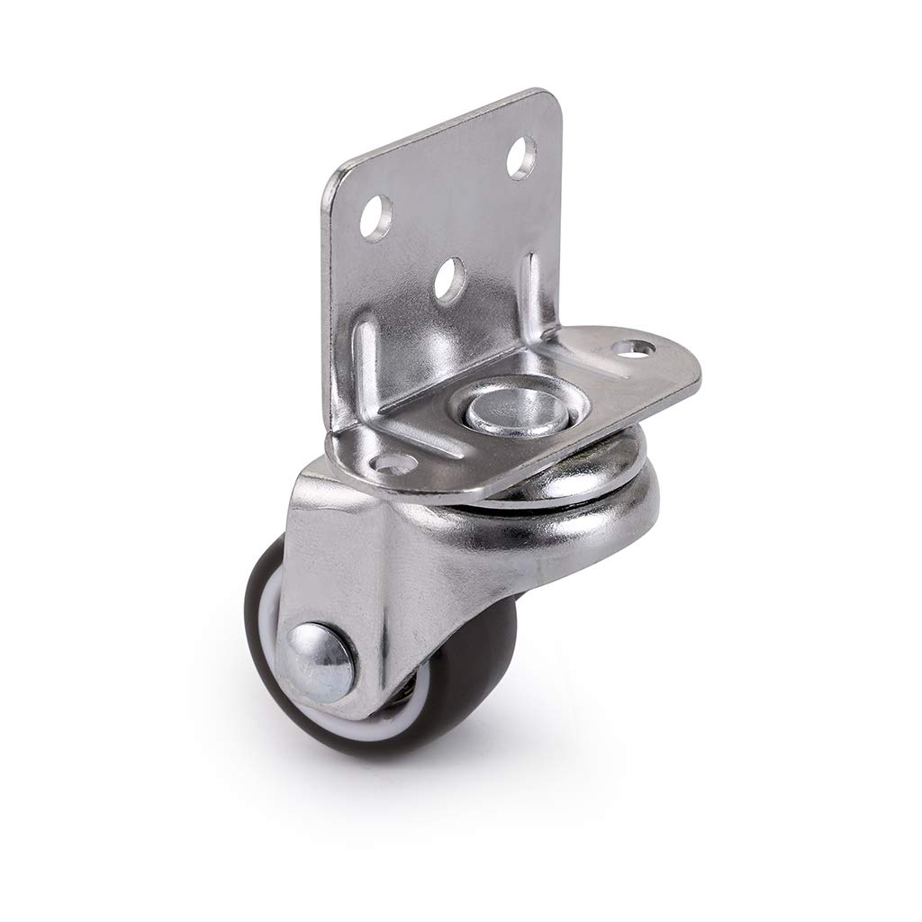 4 Pack 1 Inch Side Mount Swivel Caster Wheels with TPE Mute Rollers - Heavy Duty 100 Lbs Capacity L-Shaped Plate Casters for Baby Cribs, Furniture, Kitchen Cabinets, Carts & Trolleys - Smooth Rolling Replacement Wheels for Home & Office Use