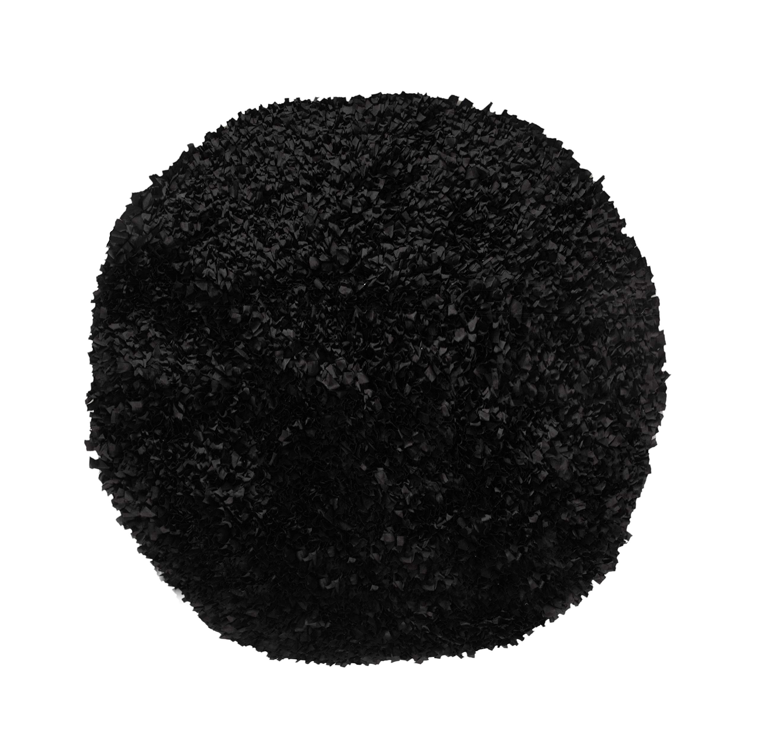 Premium Soft Shaggy Round Rug - Machine Washable Non-Slip Indoor Carpet for Living Room & Bedroom - Foldable Easy Clean 5' Black Area Rug - Perfect for Cozy Home Decor & Pet-Friendly Spaces