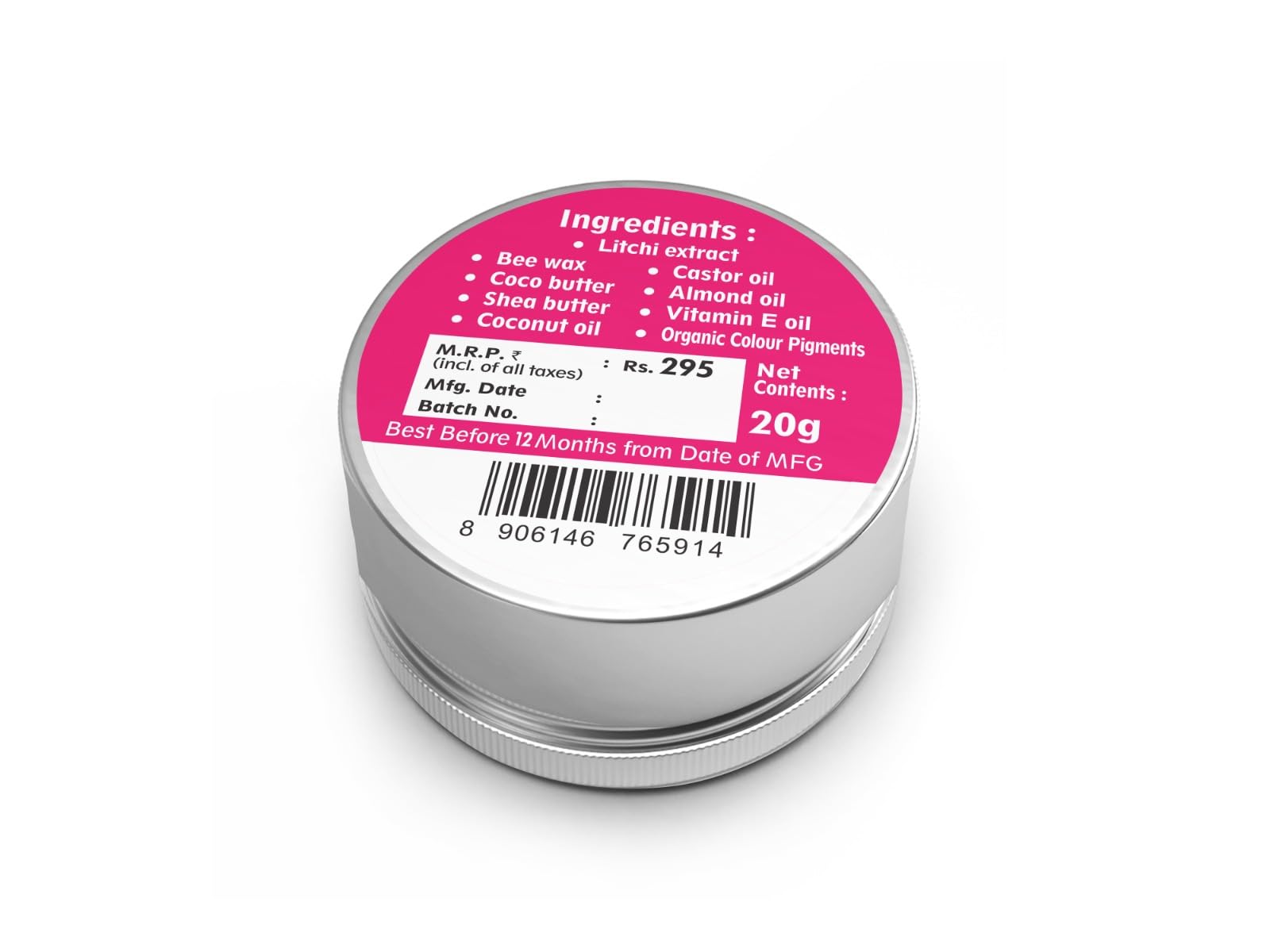 Lakshni Krishna Natural Litchi Juicy Lip Balm - 20g | Hydrating Lip Care with Real Litchi Fruit Extract | Moisturizing & Nourishing for Dry Lips | Perfect for Daily Use, Travel & Winter Lip Care