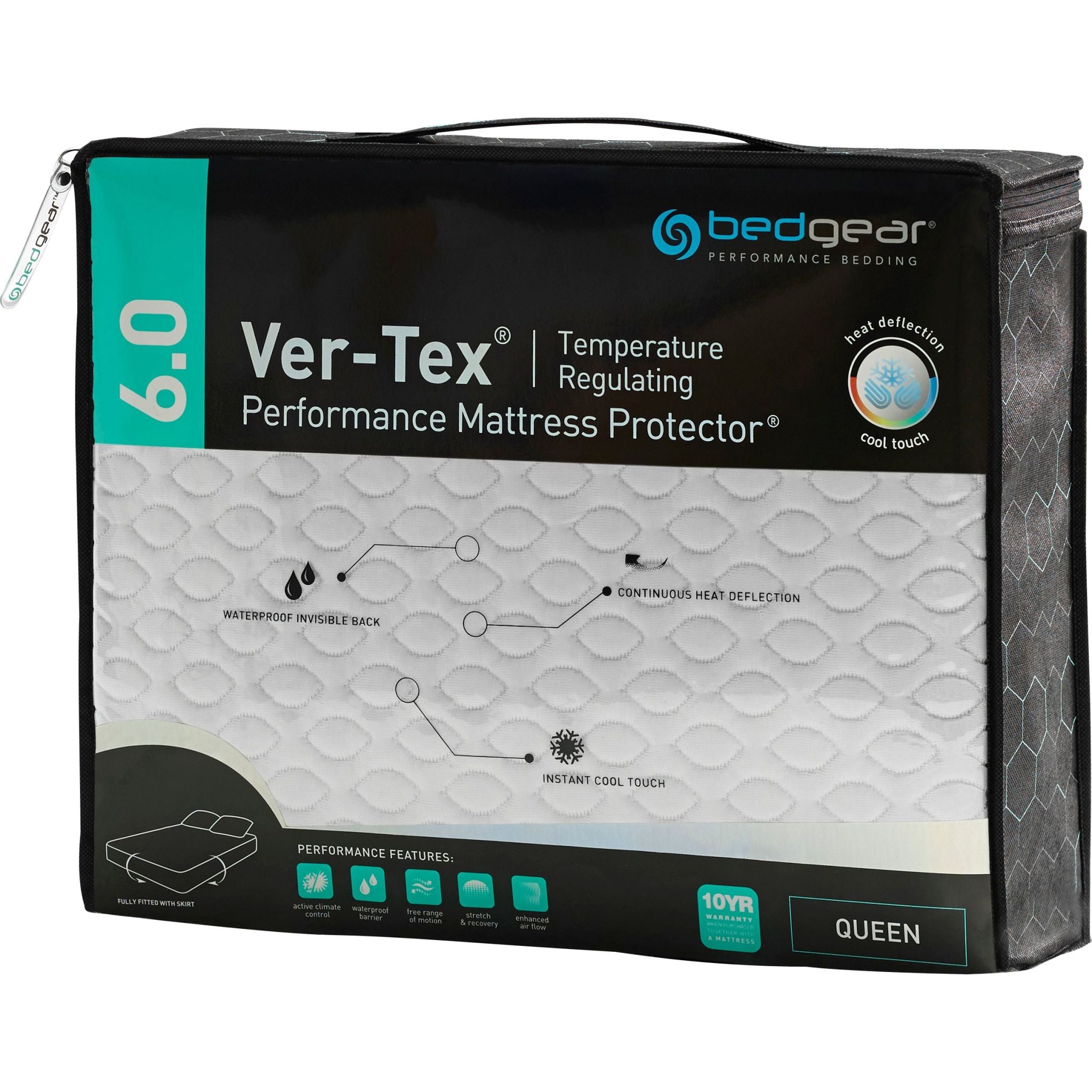 Bedgear Ver-Tex Waterproof Mattress Protector - Queen Size, Cooling & Breathable for Allergy Relief - Perfect for Bedrooms, Guest Rooms & Dorm Use