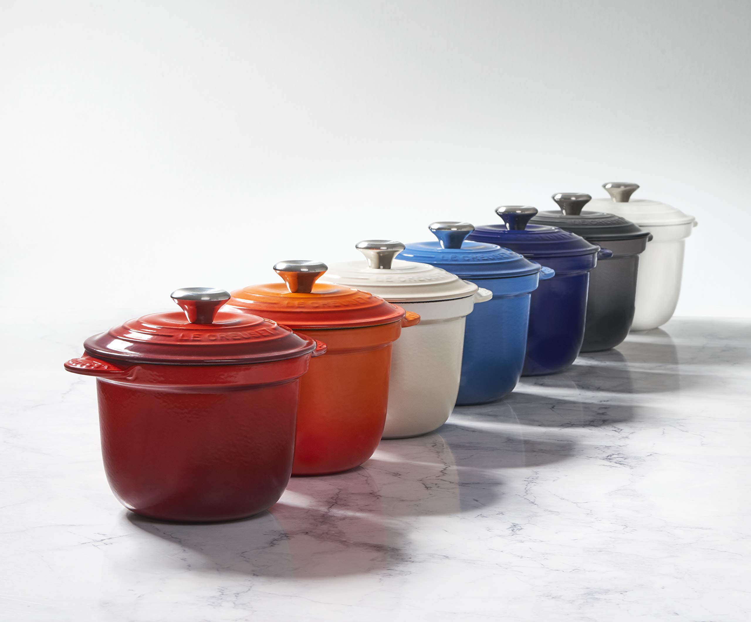 Le Creuset Enameled Cast Iron Rice Cooker with Lid & Stoneware Insert – 2.25 Quart, Oyster – Perfect for Stovetop Cooking, Serving & Keeping Rice Warm