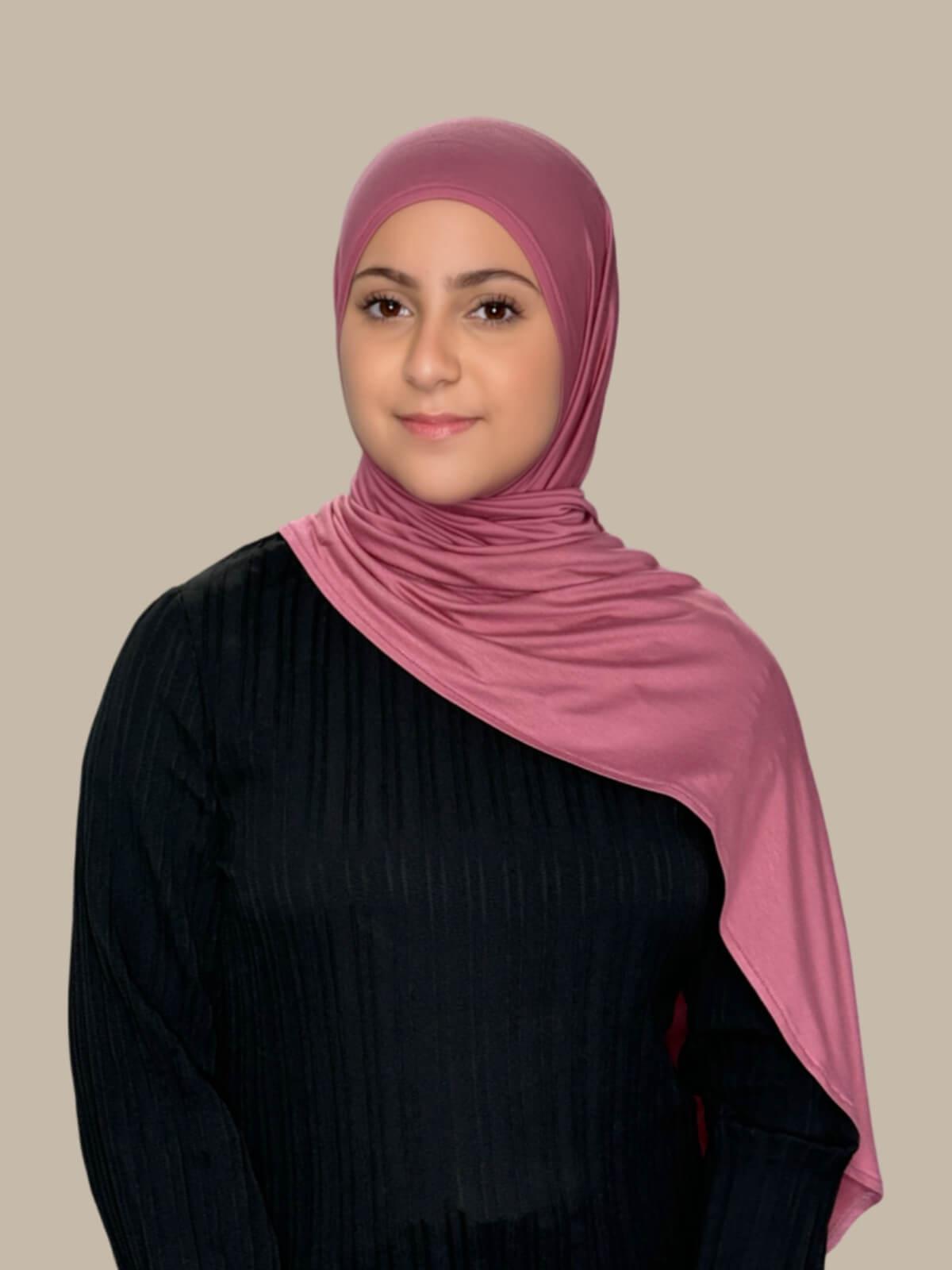 Modish Girl Pre Sewn Jersey Hijab in Pale Rose - Soft & Comfortable Muslim Headscarf for Daily Wear, Work, and Prayer
