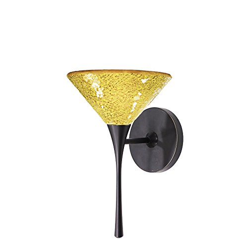 WAC Lighting WS57LED-G559GL/RB Micha LED Wall Sconce Light Fixture - Gold/Rubbed Bronze Finish with Glass Shade - Indoor/Outdoor Use for Porch, Patio, Hallway & Bedroom Lighting