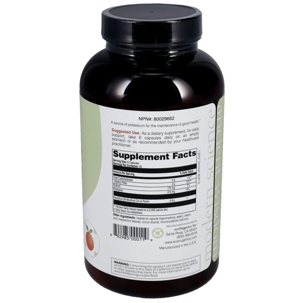 EcoNugenics PectaSol C Modified Citrus Pectin Supplement - 270 Capsules for Immune Support & Detox - Perfect for Daily Wellness & Heavy Metal Cleansing