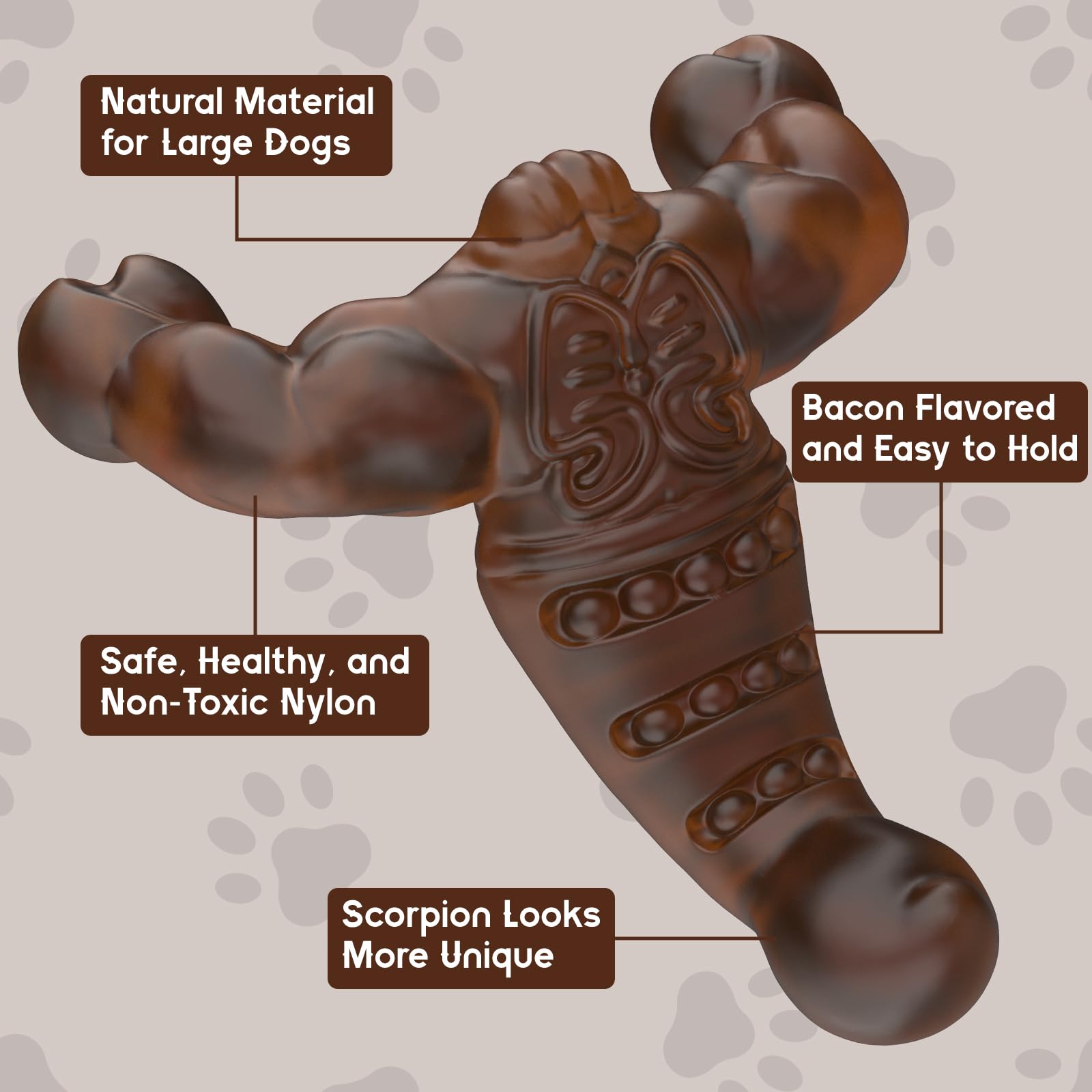 Indestructible Dog Toys for Aggressive Chewers - Real Bacon Flavor Durable Tough Dog Bone Chew Toy for Medium & Large Breed Dogs - Perfect for Boredom Relief, Teething Puppies & Long-Lasting Playtime