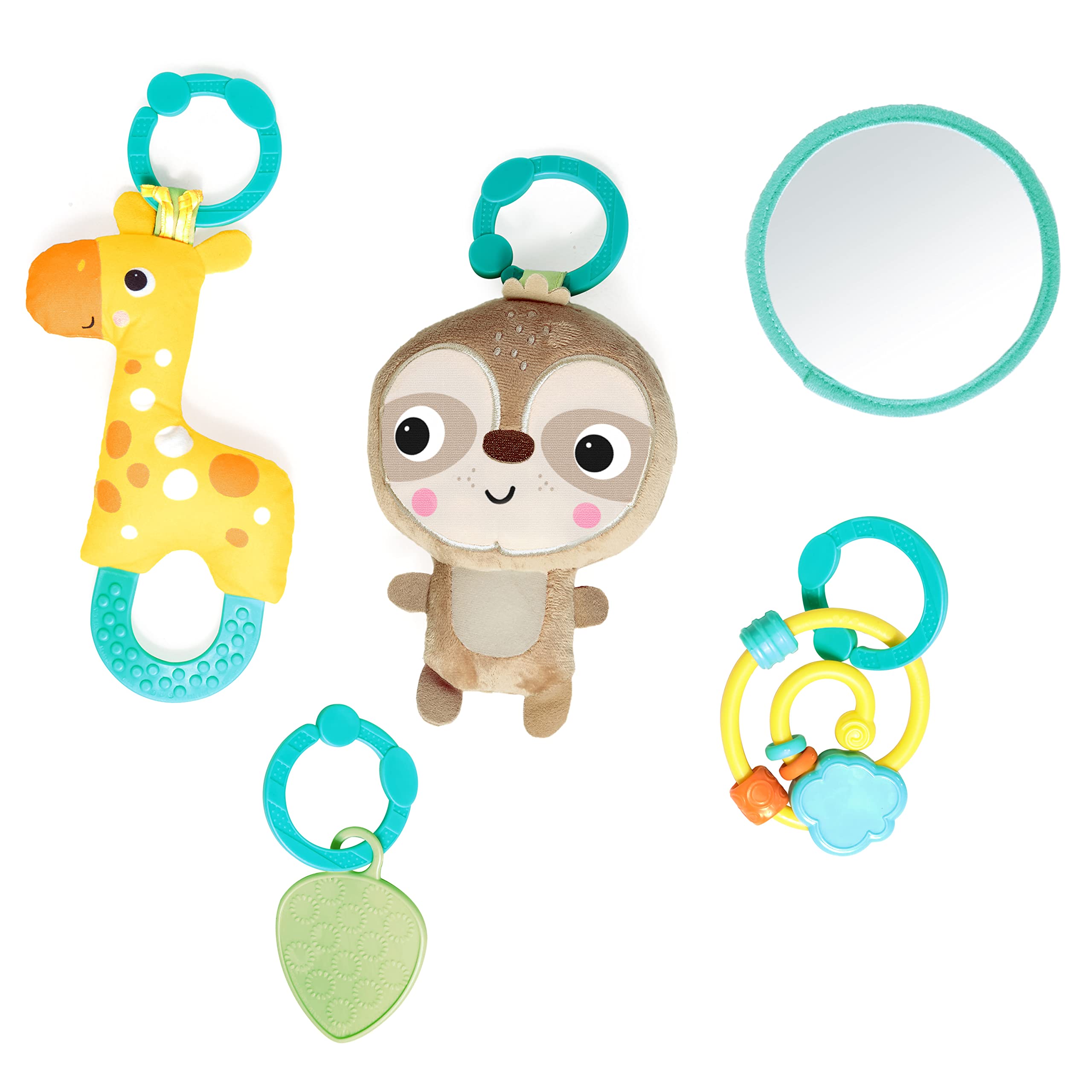 Bright Starts Hug 'n Cuddle Elephant Activity Baby Gym & Tummy Time Play Mat with 5 Take-Along Toys for Newborns 0-12 Months - Perfect for Infant Development, Sensory Play & Nursery Decor