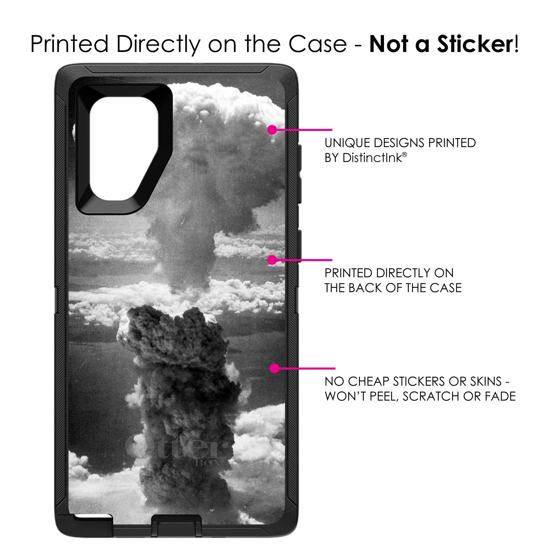 DistinctInk Protective Case for Samsung Galaxy Note 10 (6.3 Inch Screen) - Durable Black Replacement Cover Compatible with OtterBox Defender - Nuclear Mushroom Cloud Design - Perfect for Outdoor Activities, Work & Travel