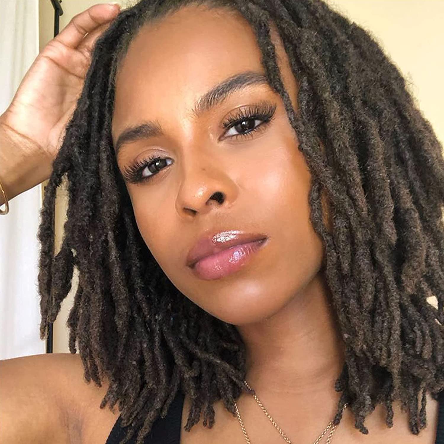 100% Real Human Hair Dreadlock Extensions - 8 Inch, 0.6cm Thickness, 60 Strands - Handmade Natural Black Locs for Women, Men & Kids - Dyeable, Curlable & Bleachable - Perfect for Daily Wear, Cosplay & Protective Styles