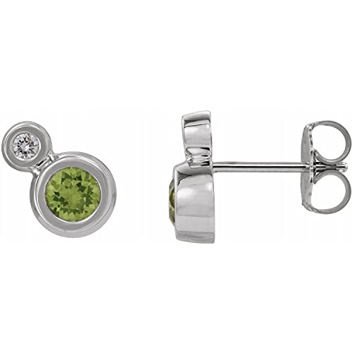 Peridot and Diamond - 0.06 Ctw,Size-4 mm