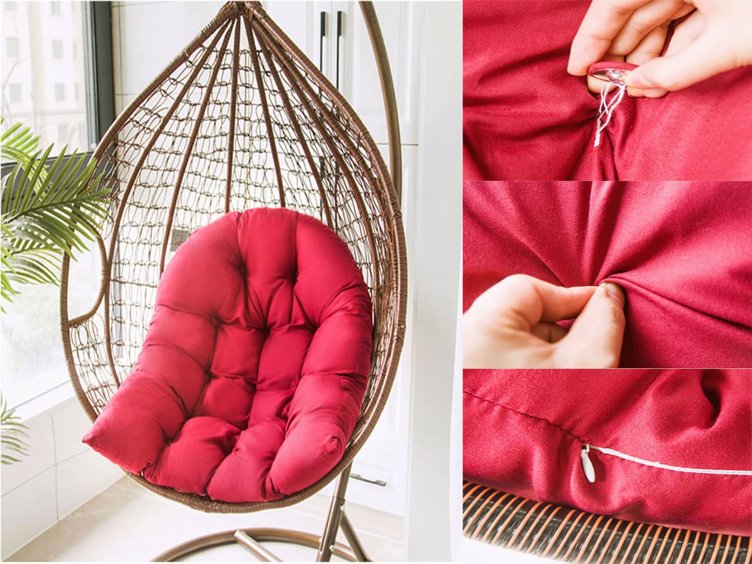 SRHWBF Waterproof Hanging Chair Cushion - Thick Replacement Cushion for Egg Chairs, Hammock Chairs & Outdoor Swing Chairs (No Hammock Included) - Perfect for Patio, Garden, Porch & Backyard Relaxation