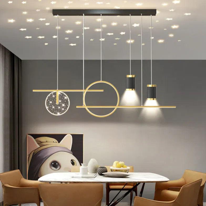 Modern LED Pendant Light for Dining Room - Adjustable Dimmable Ceiling Fixture with Night Sky Atmosphere, Perfect for Kitchen Island, Restaurant, Cafe & Home Decor