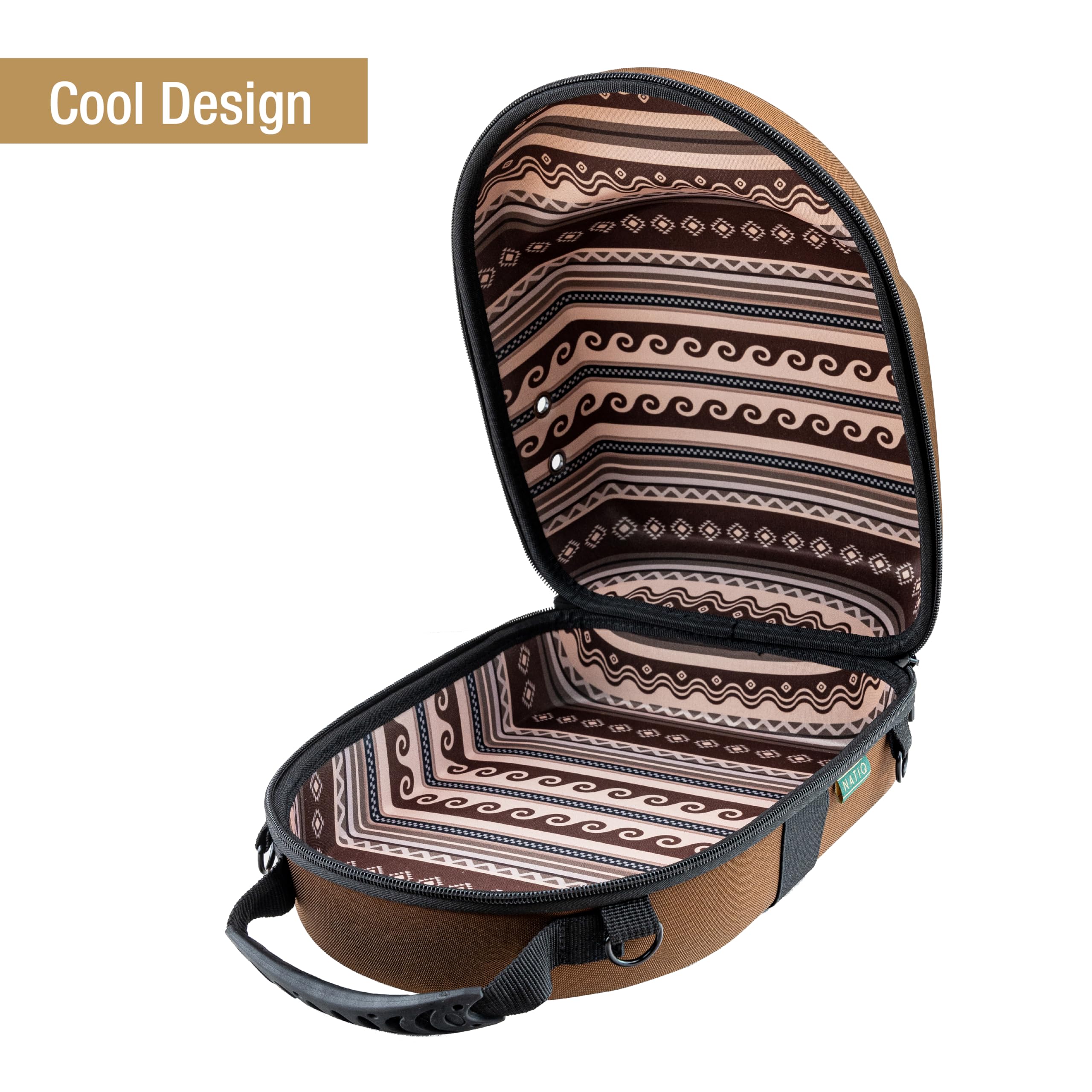 NATIQ Baseball Cap Travel Case - Waterproof Hat Organizer for 5-6 Caps with Adjustable Shoulder Strap & Top Handle - Durable Men's Hat Storage for Travel, Sports, and Outdoor Adventures - Perfect for Camping, Hiking, and Road Trips - Ethnic Design