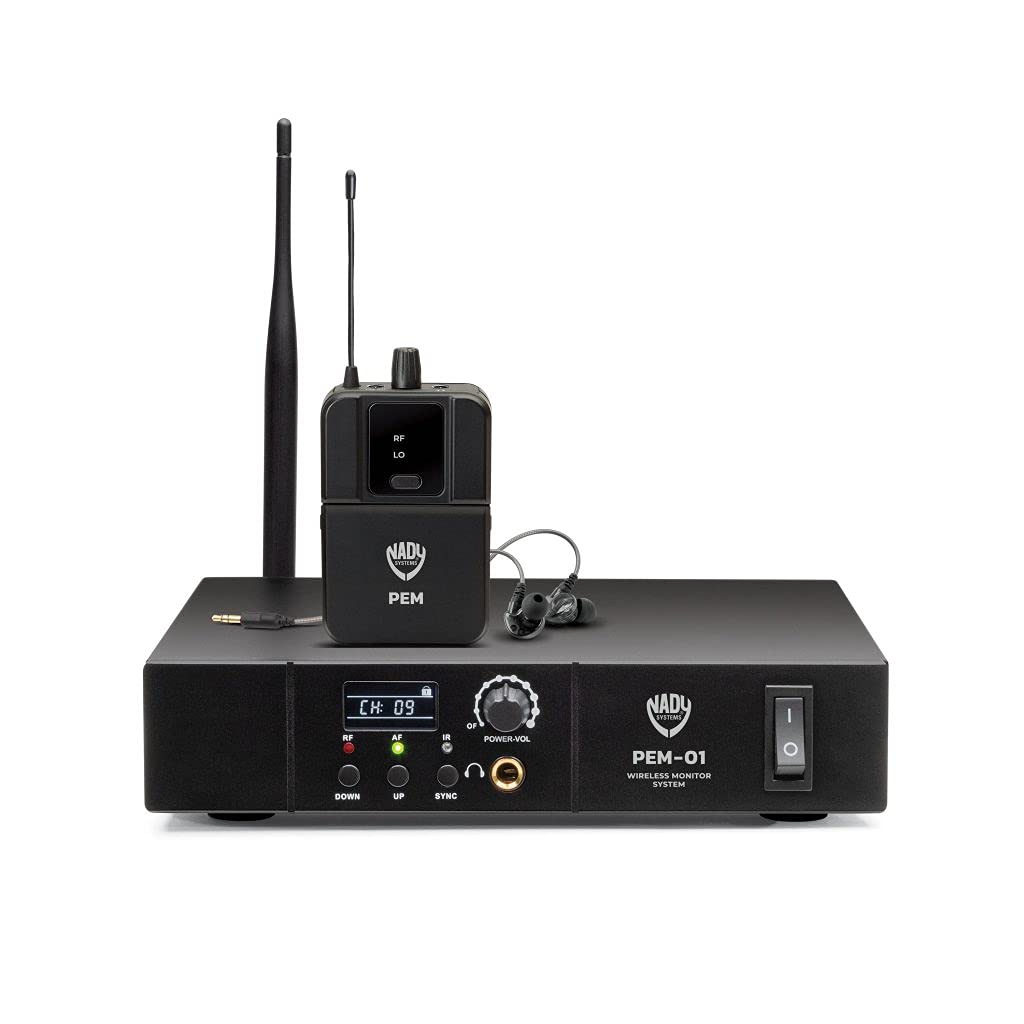 Nady PEM-01 UHF 16-Channel Wireless Professional In-Ear Monitor System with EB-6 Earbud Headphones - Perfect for Live Performances, Studio Recording & Stage Monitoring