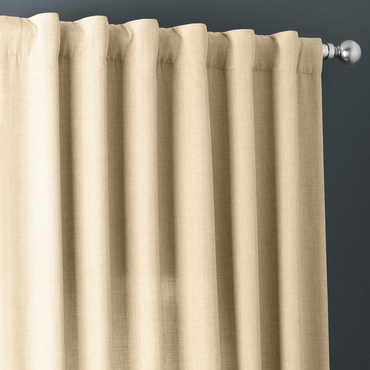 Sepia Tan Italian Faux Linen Blackout Curtains - Thermal Insulated Window Drapes for Bedroom, Living Room & Nursery (Set of 2 Panels)