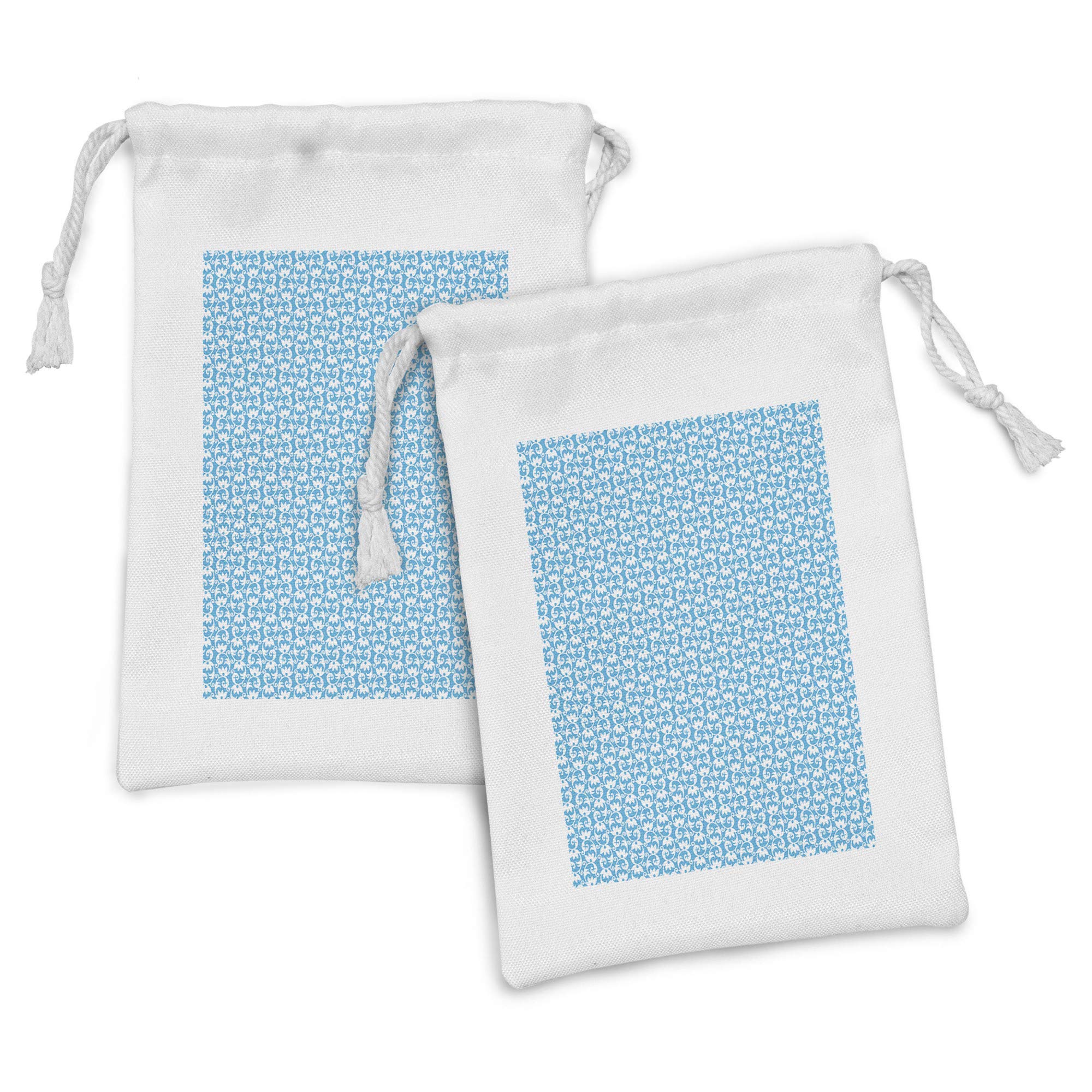 Ambesonne Abstract Fabric Pouch Set of 2 - Minimalist Floral Drawstring Bags for Toiletries, Jewelry & Travel Accessories | 9