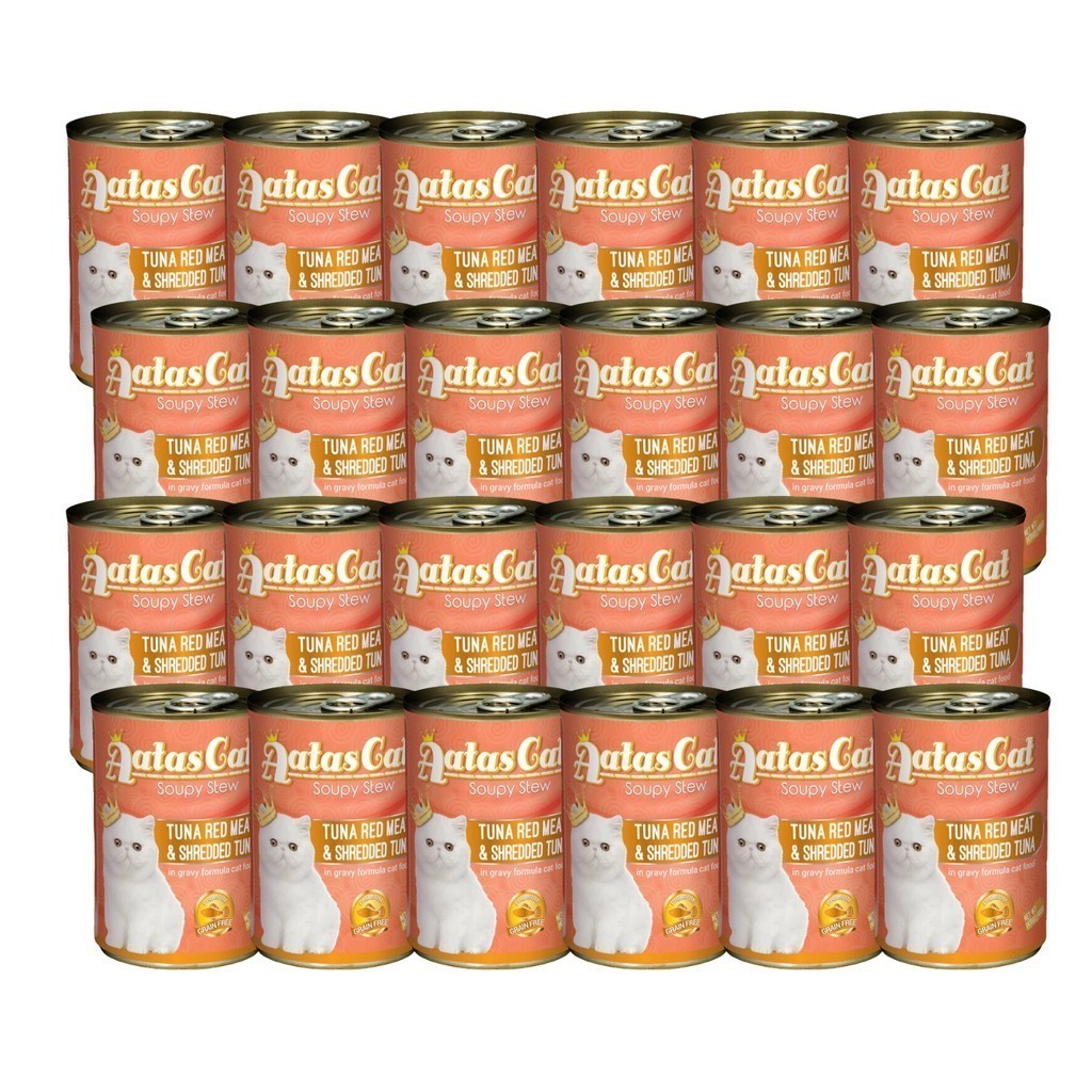 24-Pack Aatas Cat Soupy Stew Tuna & Red Meat in Gravy 400g with Sardine, Chicken & Vegetables - Grain-Free Wet Cat Food for Adult & Senior Cats - Perfect for Mealtime, Weight Gain & Picky Eaters
