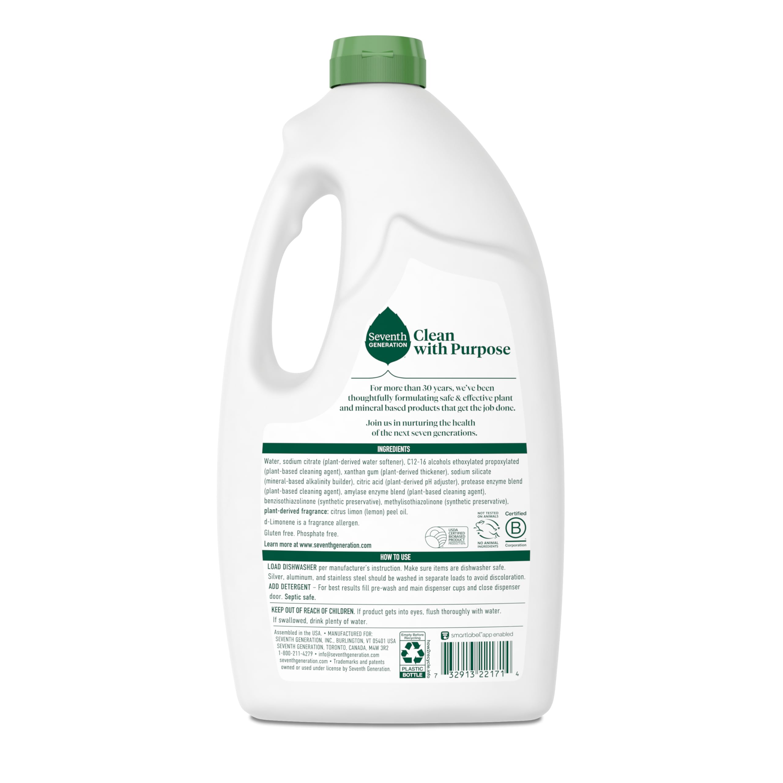 Seventh Generation Dishwasher Detergent Gel - Lemon Scented Liquid Soap for Sparkling Clean Dishes (42 oz, Pack of 6) | Eco-Friendly & Plant-Based Formula for Everyday Dishwashing