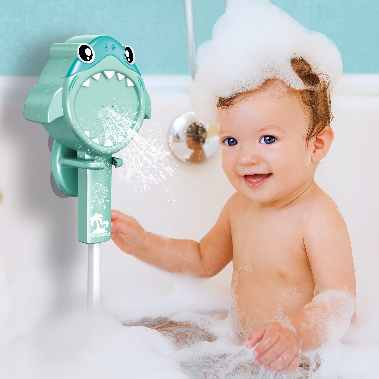 SUNWUKING Baby Shower Head with Suction Cups - Toddler Bath Sprayer, Kids Bathtub Toys & Electric Shower Sprinkler for Fun Bath Time - Perfect for Infants, Children & Family Bathroom Use