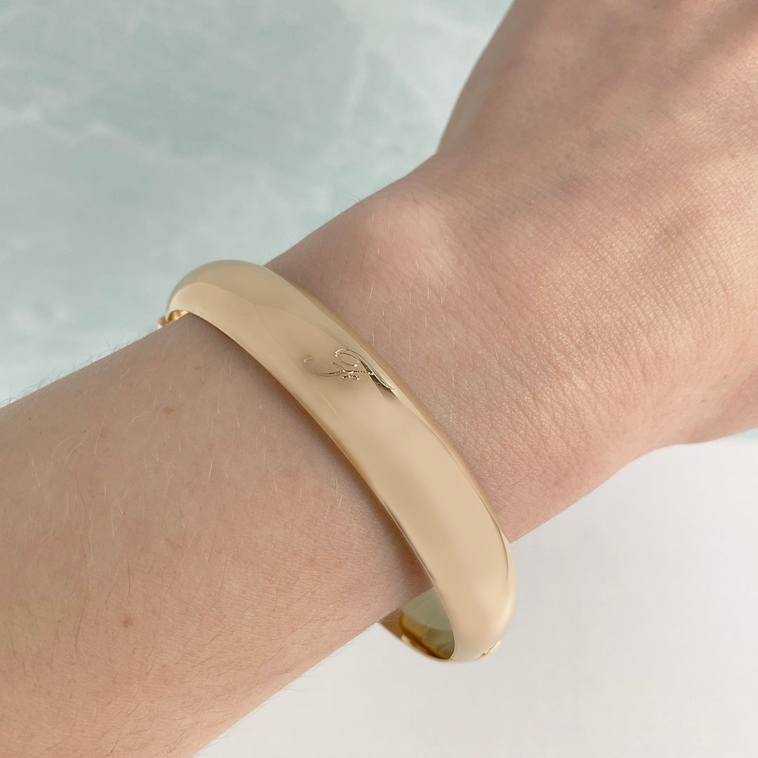 14K Gold Filled Plain 12mm Bangle Bracelet for Women - Elegant Minimalist Stackable Jewelry for Everyday Wear & Special Occasions