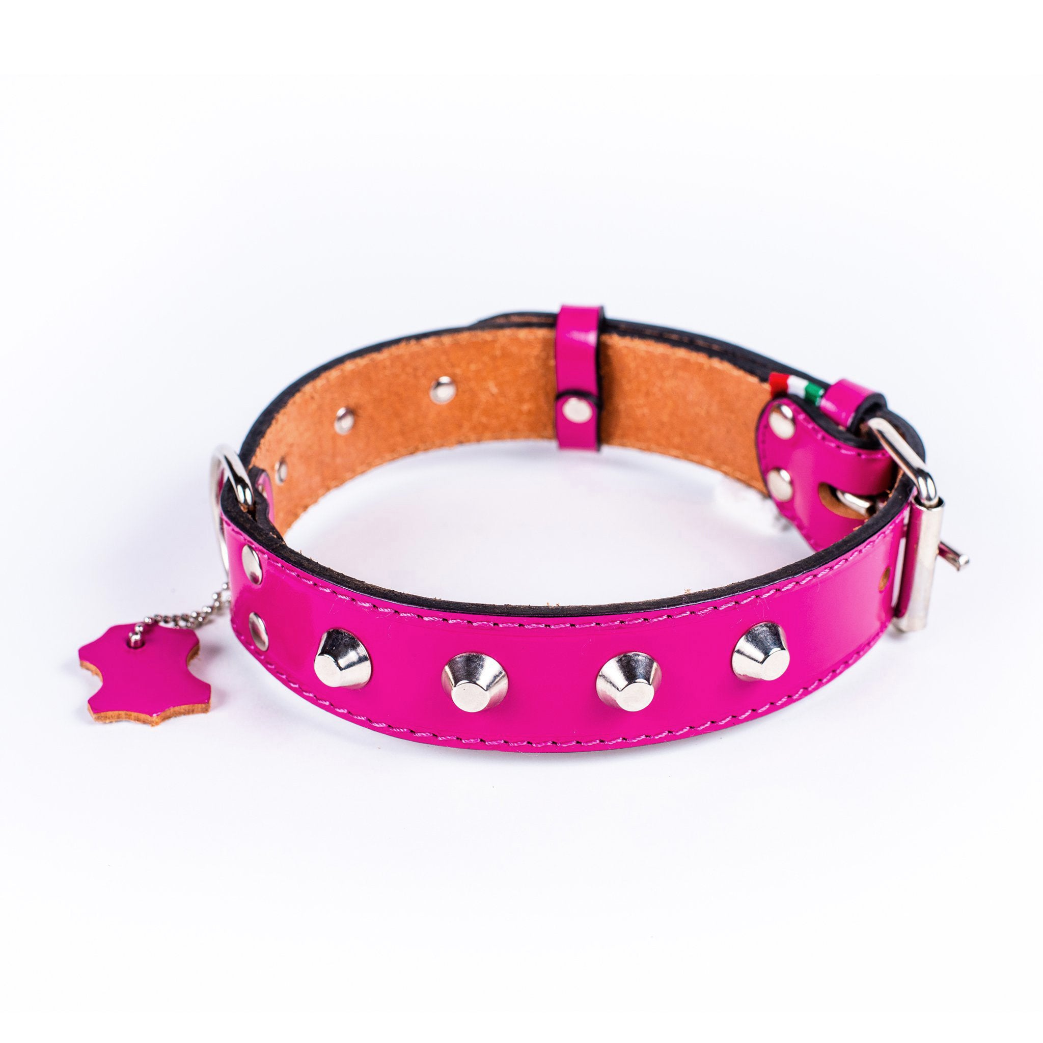 Italian Leather Studded Dog Collar with Metal Studs - Small Size for Small Dogs - Perfect for Training, Walking, and Fashion Accessories