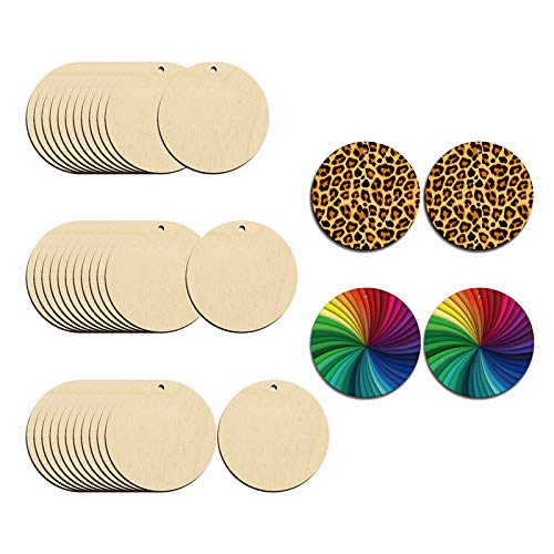 Wooden Earring Blanks for Jewelry Making - Unfinished Round DIY Earrings for Women & Girls - Lightweight 2