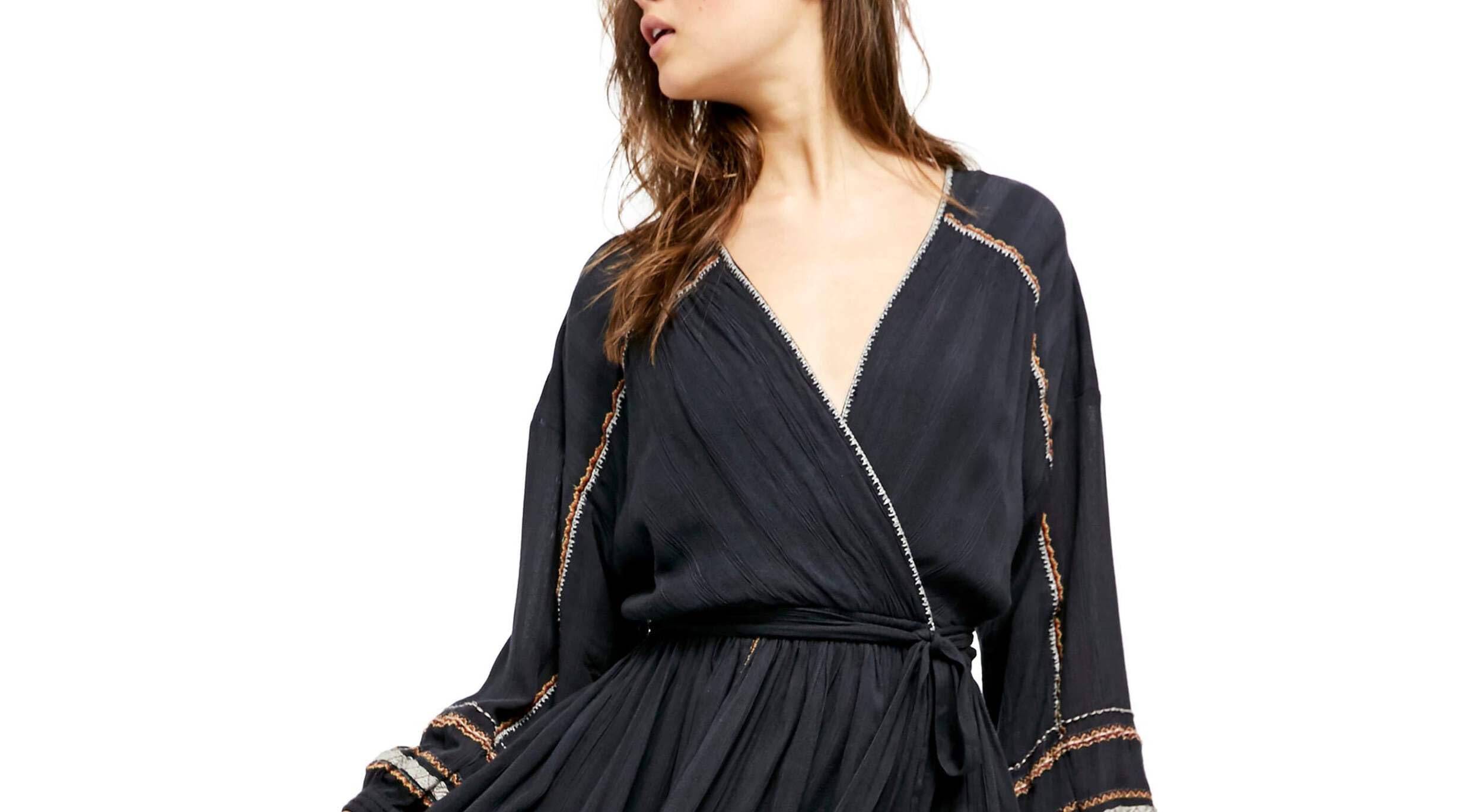 Free People Delilah Embroidered Long Sleeve Mini Dress - Boho Chic Floral Lace Dress for Women, Perfect for Date Night, Wedding Guest & Summer Parties