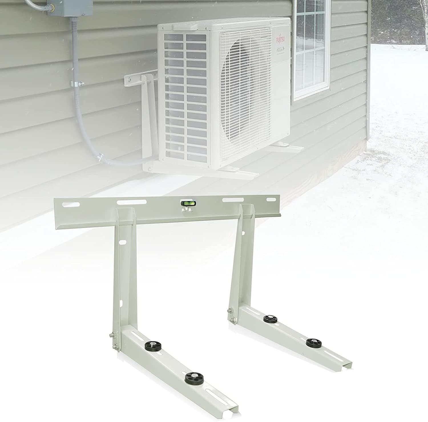 Heavy Duty Outdoor Wall Mounting Bracket for Mini Split AC - Supports 265Lbs & 9000-18000 BTU Condenser - Universal HVAC Installation Kit for Ductless Heat Pump Systems (Perfect for Home, Office & Garage Cooling Solutions)