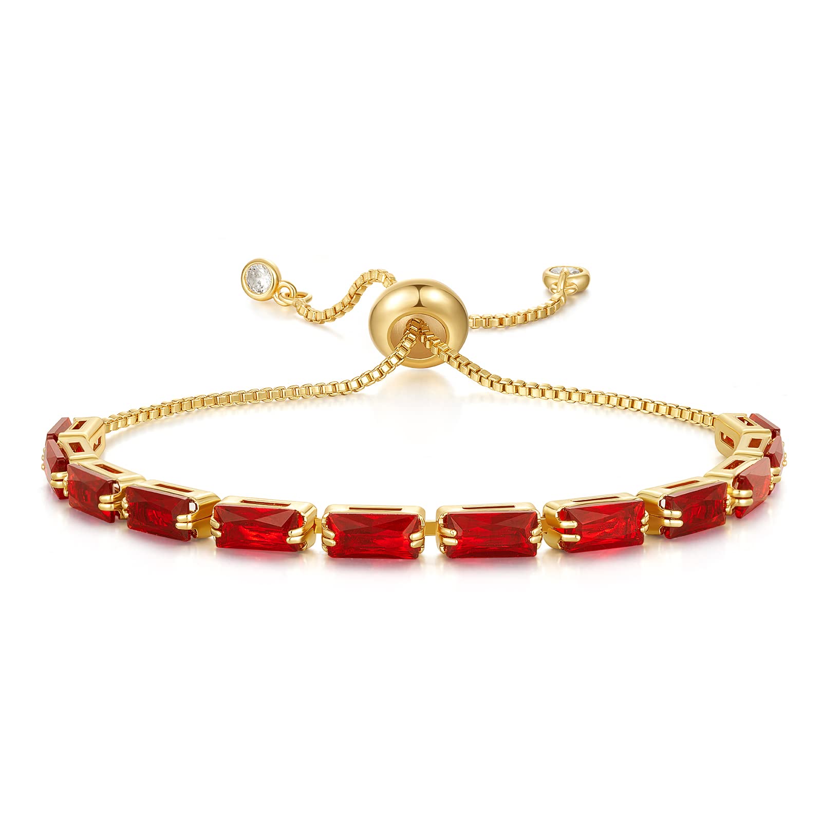 KissYan 14K Gold Plated Cubic Zirconia Tennis Bracelet for Women - Adjustable Slider Bracelet Trendy Jewelry Gift for Anniversary, Birthday, Party & Special Occasions
