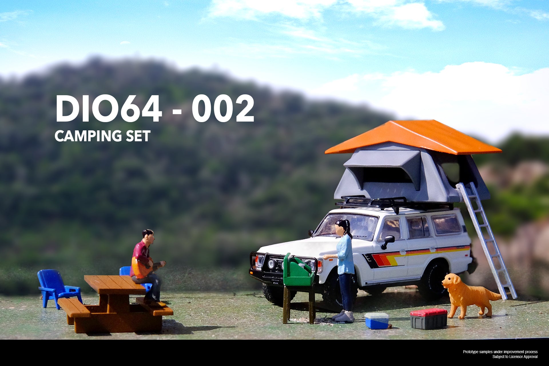 1:64 Scale Toyota Land Cruiser FJ60 Diecast Model Car with Camping Diorama & Action Figures - Perfect for Collectors, Off-Road Enthusiasts and Miniature Scene Displays