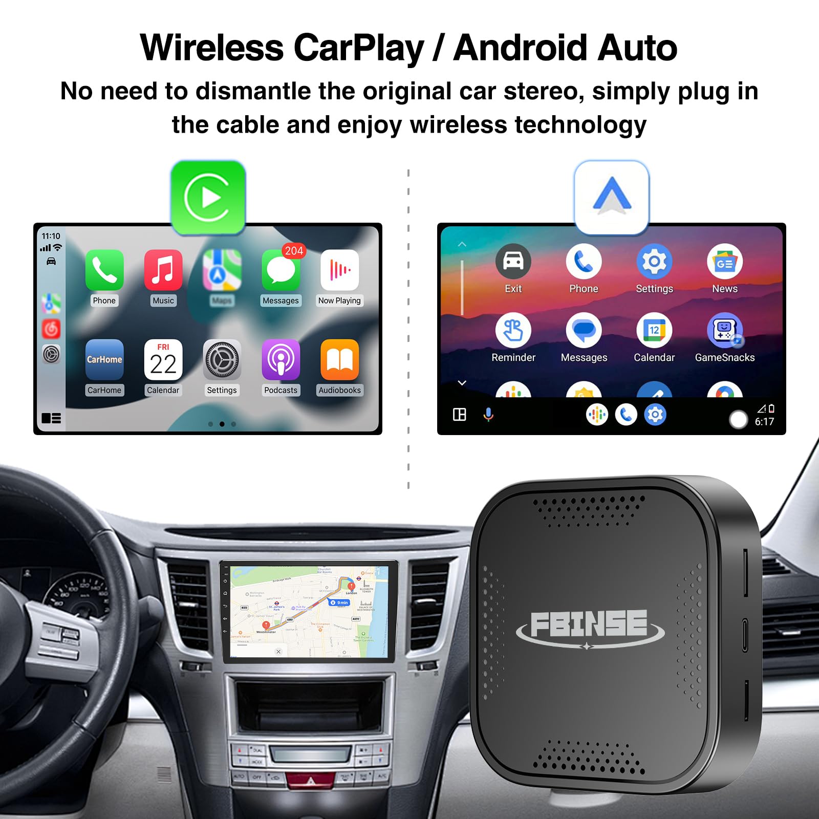 Wireless CarPlay AI Box - Android 13, 8-Core CPU, 8GB RAM 128GB Storage with 4G/TF Card Support - Video Streaming & Wired CarPlay/Android Auto Compatible - Perfect for Tesla, BMW, Audi & Other Vehicles (Long Road Trips & Daily Commute)