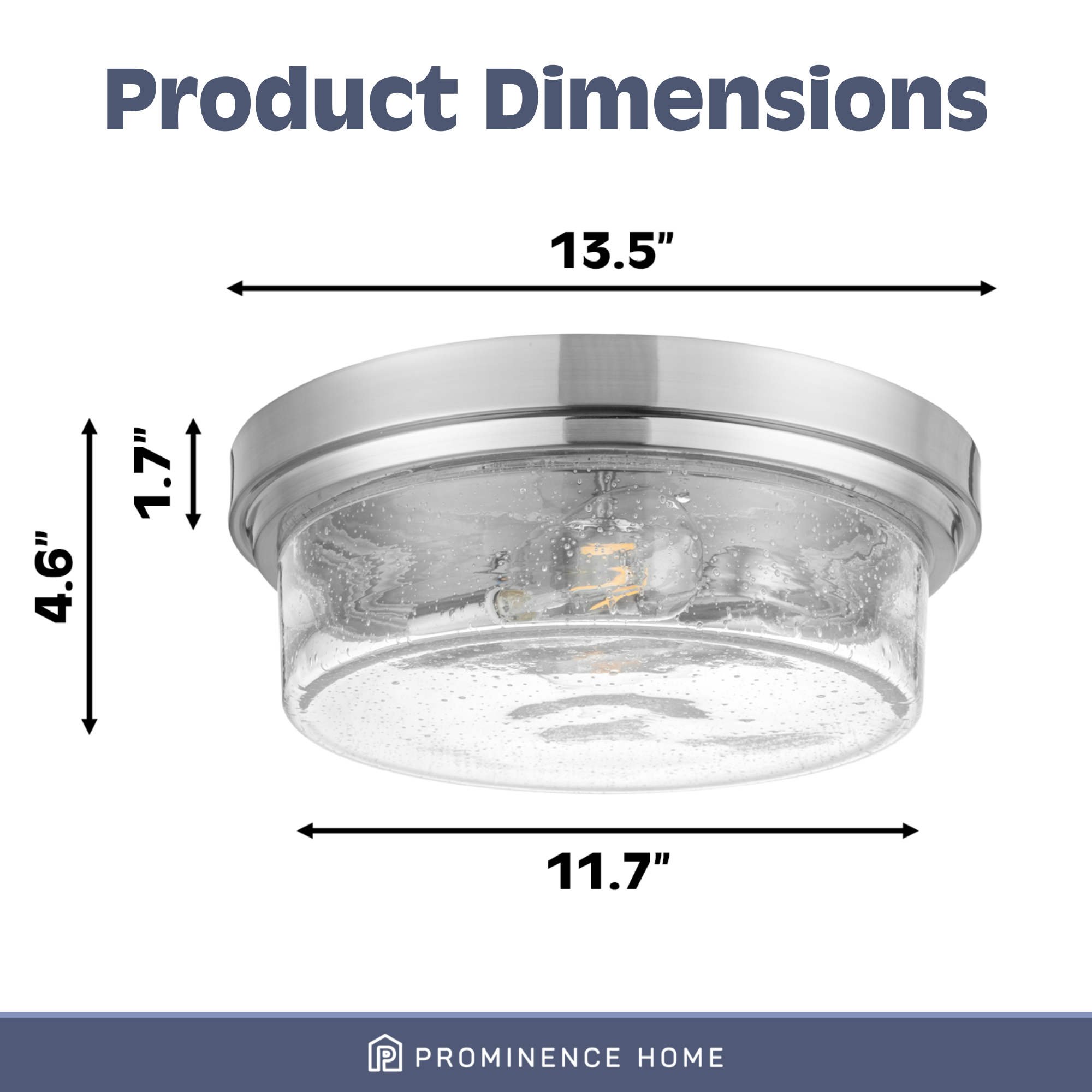Madalyn Drum Flushmount Light Fixture - Clear Seeded Glass with Brushed Nickel Finish - Modern Ceiling Light for Bedroom, Living Room, or Hallway