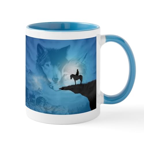 White/Blue Inside - Spirit Of The Wolf Mugs