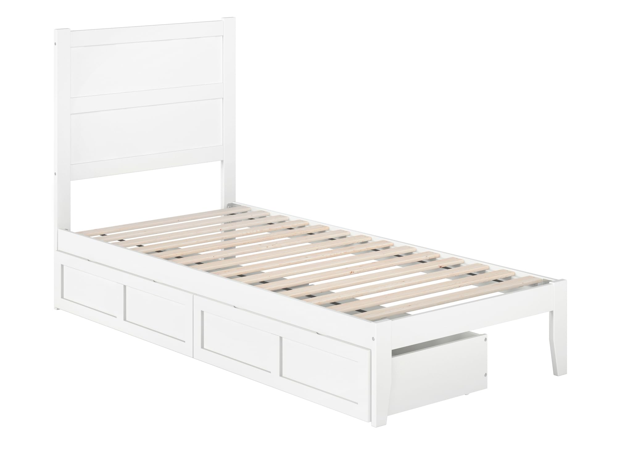 AFI NoHo Twin XL Size Platform Bed with Storage Drawers & USB Charging Station - White Modern Wooden Bed Frame for Small Spaces, Dorm Rooms & Guest Bedrooms