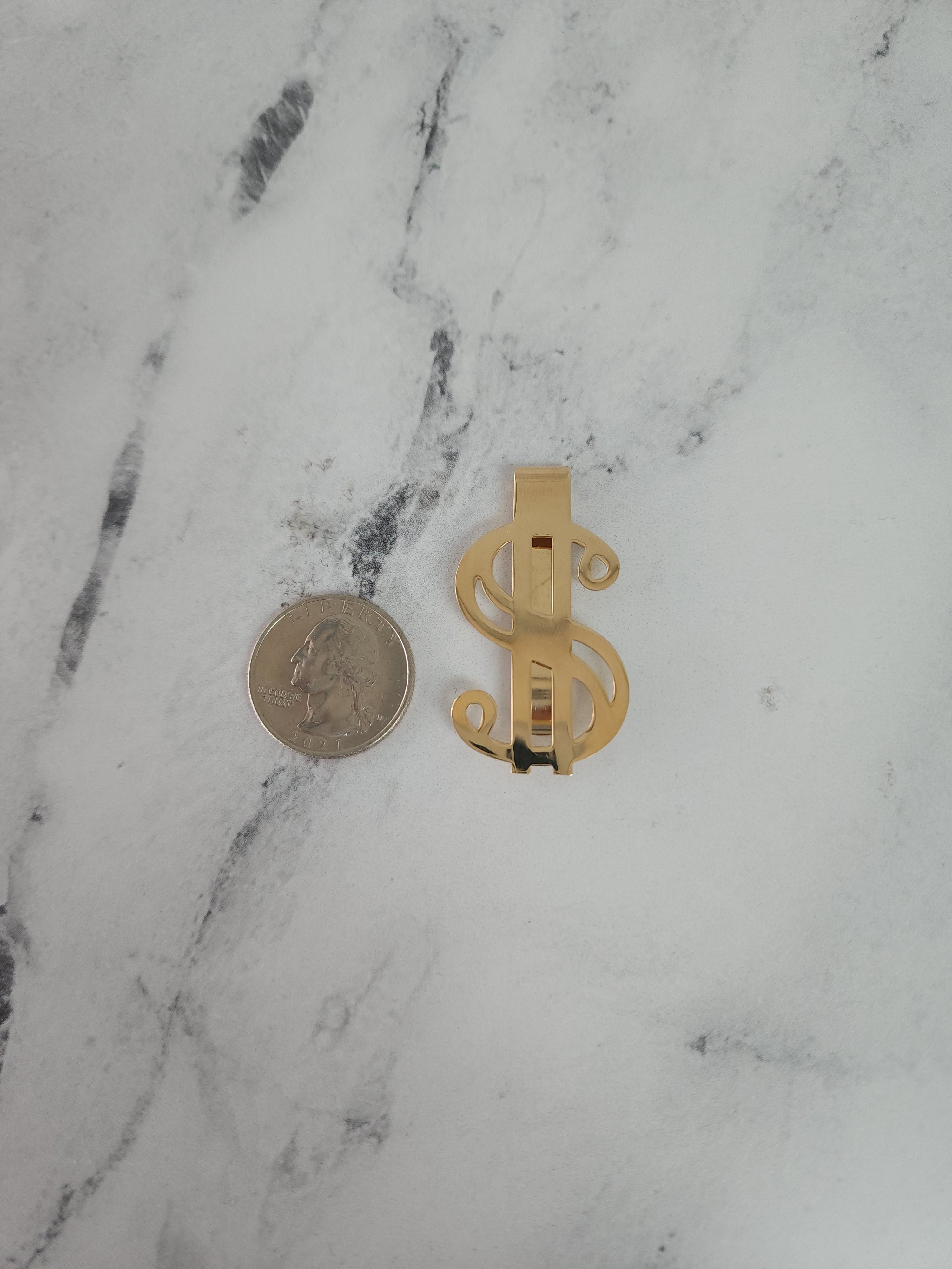 14K Yellow Gold Money Clip with Dollar Sign Symbol - Elegant & Secure Cash Holder for Men, Perfect for Weddings, Business Gifts & Everyday Use