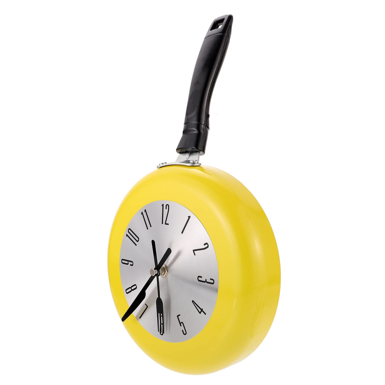 Frying Pan Wall Clock - Decorative Kitchen Wall Clock with Unique Pan Design, Perfect for Restaurants & Home Kitchens | Yellow Wall Hanging Ornament for Cooking Enthusiasts