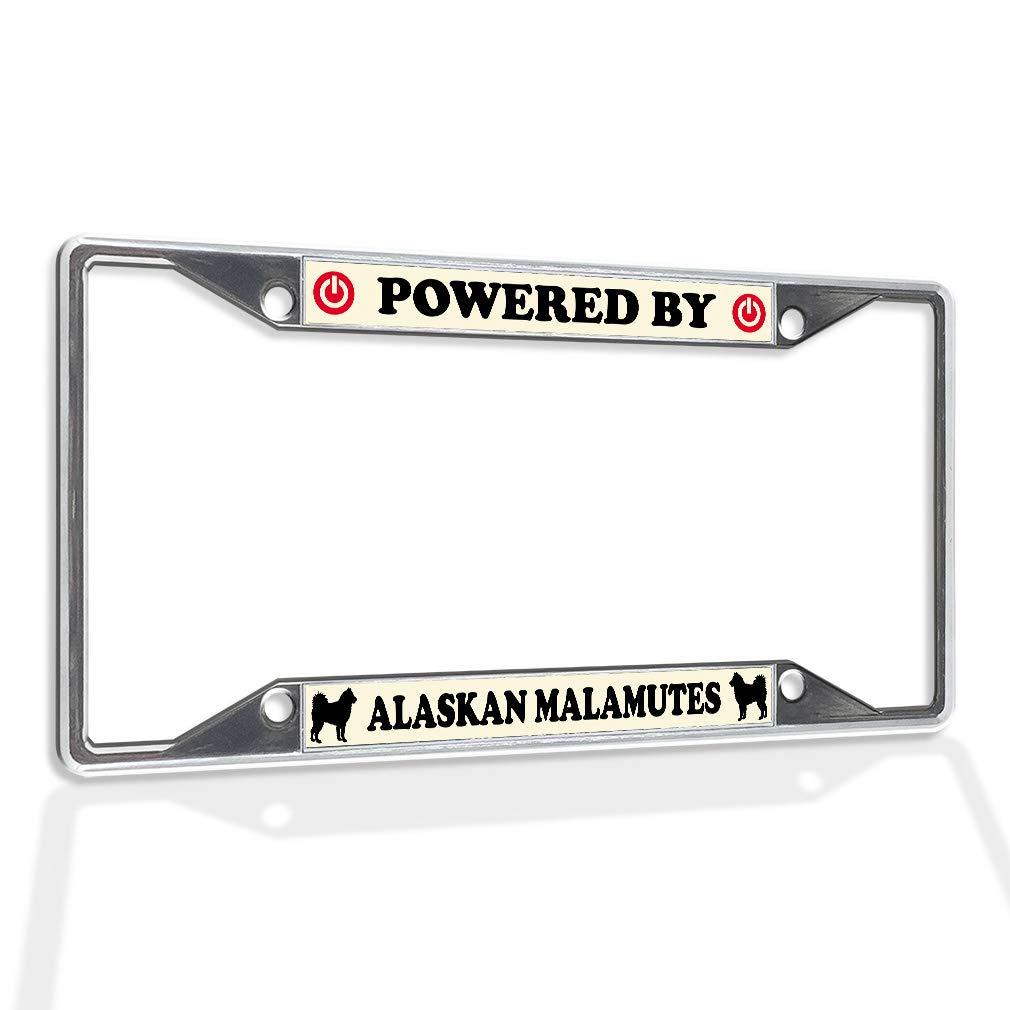 Premium Metal Insert License Plate Frame for Dog Lovers - Weatherproof Car Accessory with Chrome Finish & 4-Hole Design | Perfect for Alaskan Malamute Owners & Outdoor Enthusiasts