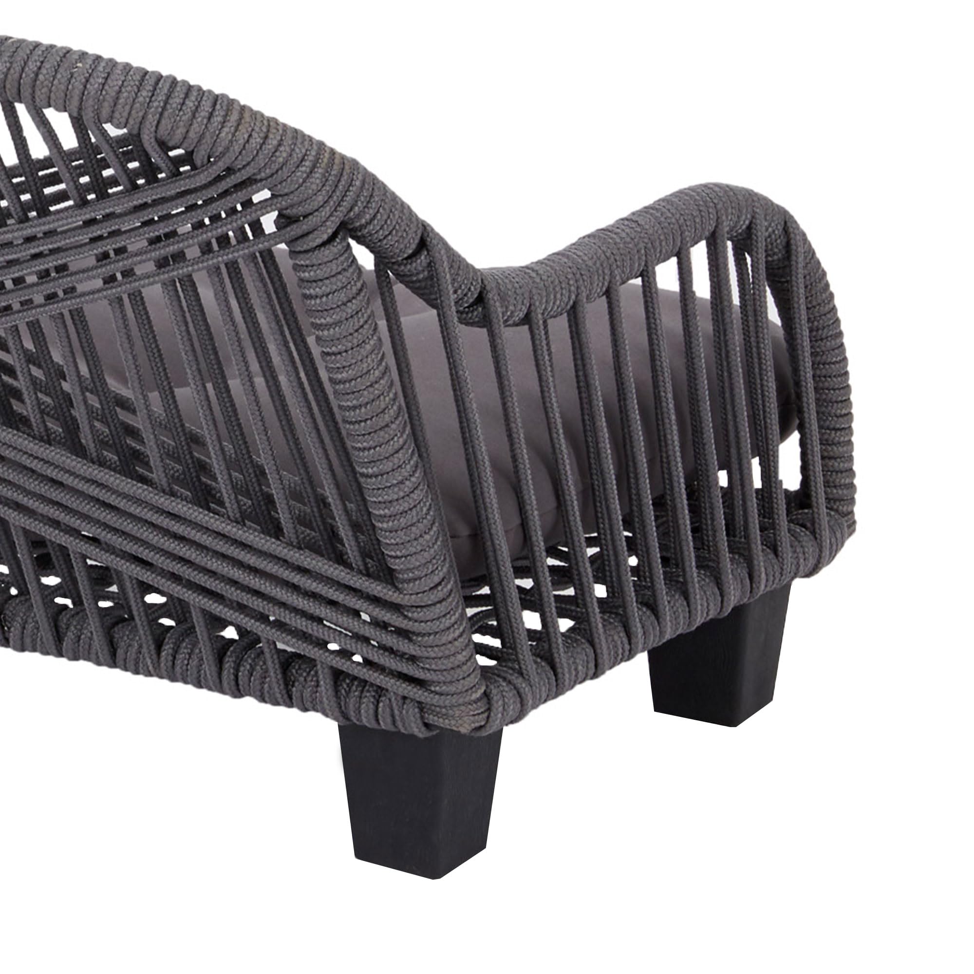 Waterproof Indoor/Outdoor Woven Rope Pet Sofa Bed for Cats & Small Dogs - Removable Washable Cushion (Grey) - Perfect for Living Rooms, Patios & Pet-Friendly Spaces - Model ST-N10007