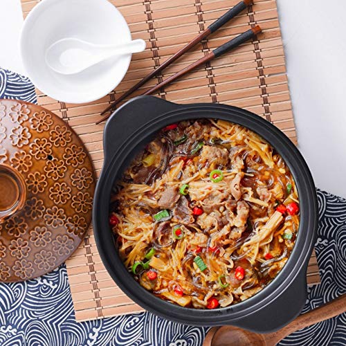 Ceramic Clay Pot for Gas Stove - 4QT Casserole Soup Stew Pot, Rice Cooking Pot with Lid, Durable Household Kitchenware (Dark Brown) - Perfect for Slow Cooking, Soups, Stews & Rice Dishes