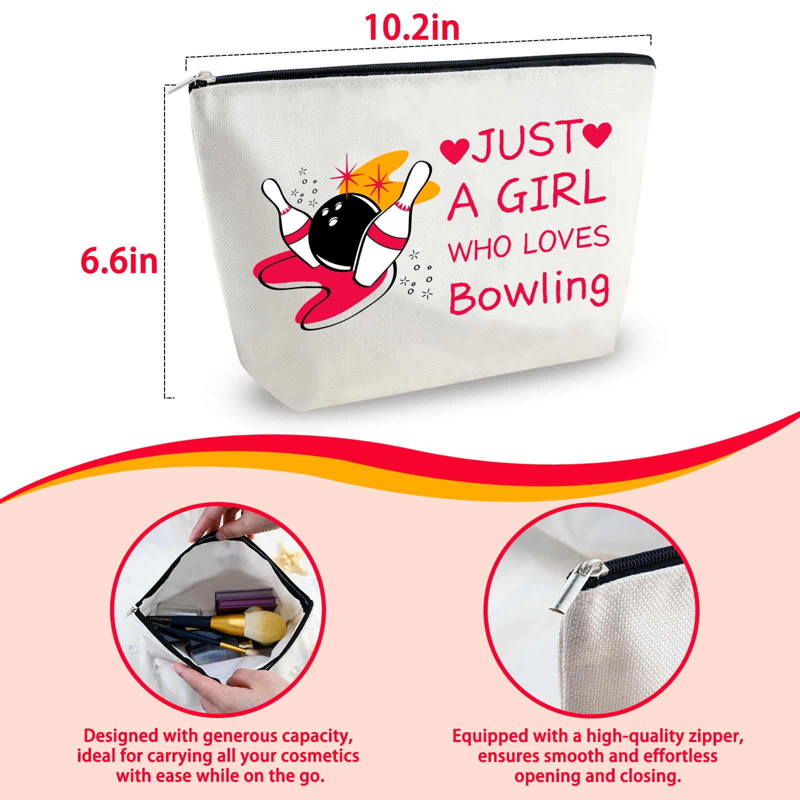 **Bowling Accessories Bag - Durable Bowling Party Favors & Gifts for Women, Girls, Sisters & Friends - Perfect for Birthday, Travel, Makeup & Toiletry Storage**    *(Use Cases: Ideal for bowling parties, birthday gifts, travel essentials, cosmetic storage, and everyday use!)*
