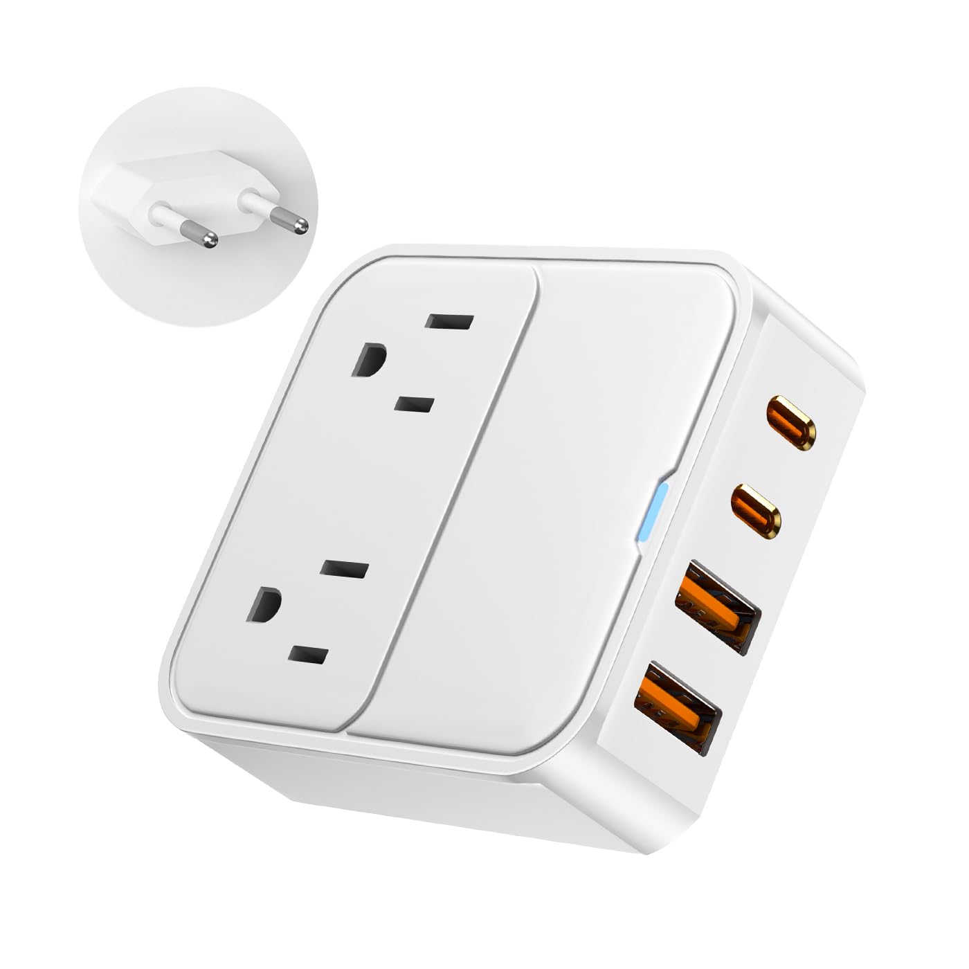 Universal Travel Plug Adapter 220V to 110V - 2500W Power Converter with 20W USB-C Fast Charging - EU/US/UK/AU Plug for Italy, Spain, France, Germany - Perfect for Laptops, Phones & Travel Electronics