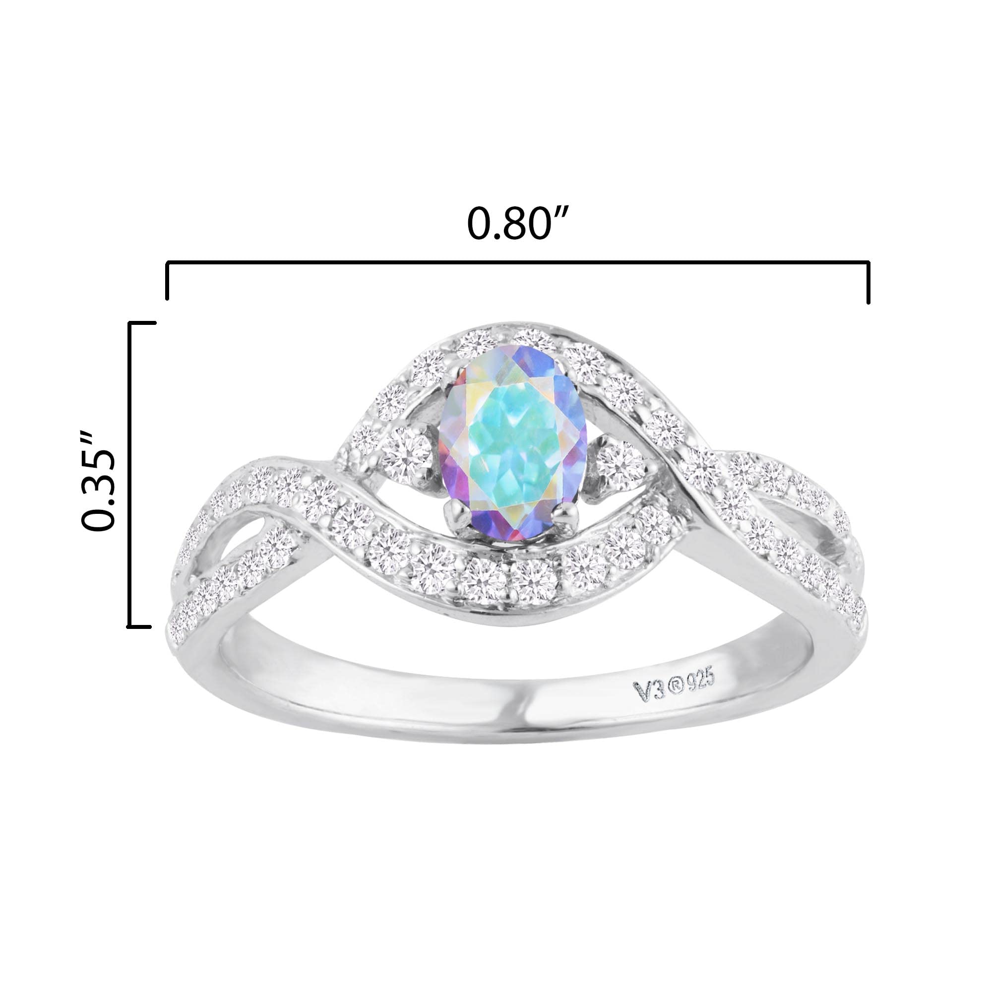 Exquisite Sterling Silver Engagement Ring with Mercury Opal, Topaz & White Zircon | Perfect for Proposals, Weddings & Anniversary Gifts
