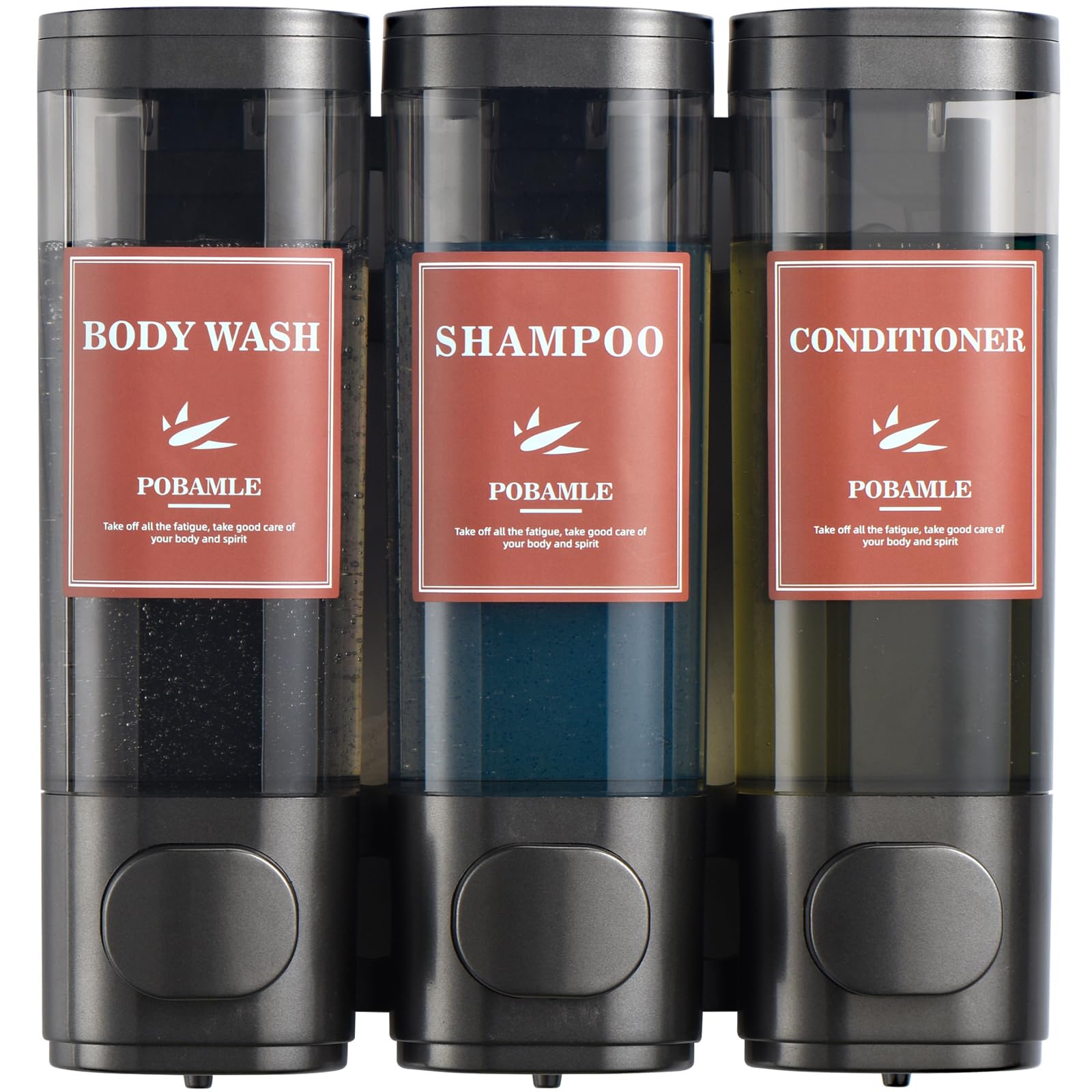 Wall Mounted 3-Chamber Shower Dispenser - No Drill Soap, Shampoo & Conditioner Holder for Bathroom - Perfect for Shower Gel, Body Wash & Hair Care Products - Ideal for Home, Gym & Spa Use