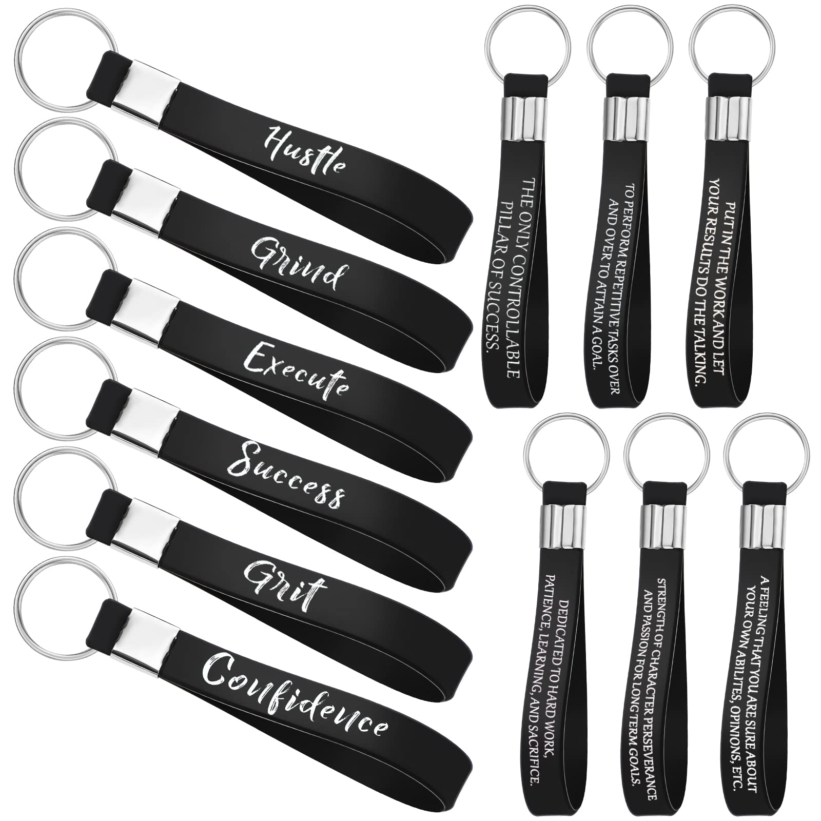 24 Pcs Motivational Silicone Keychains with Inspirational Quotes - Bulk Positive Word Signs for Adults - Perfect for Office, Home, or Gift Giving