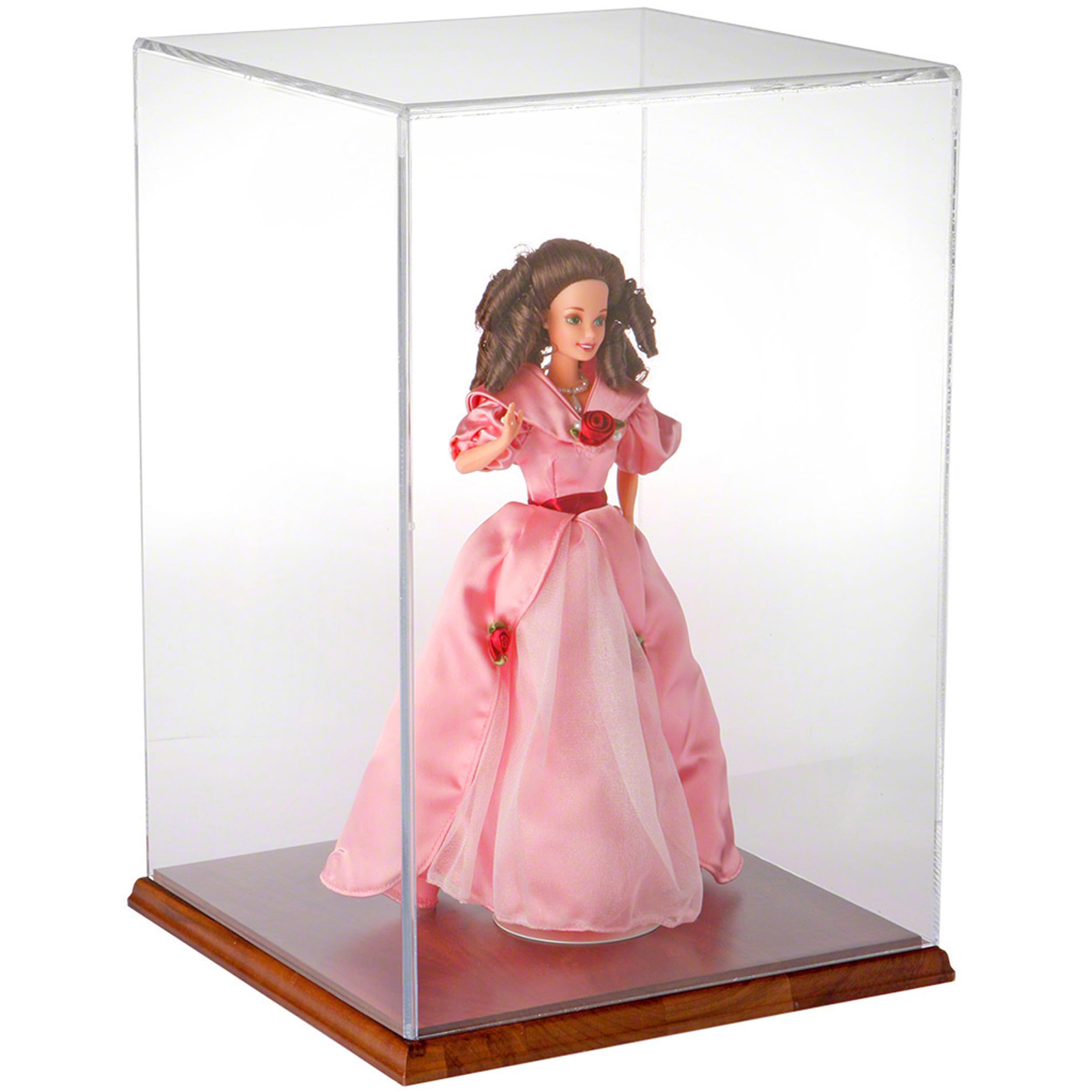 10x10x15 Inch Clear Acrylic Display Case with Hardwood Base - Premium Showcase for Collectibles, Awards & Memorabilia - Perfect for Retail Stores, Museums & Home Decor