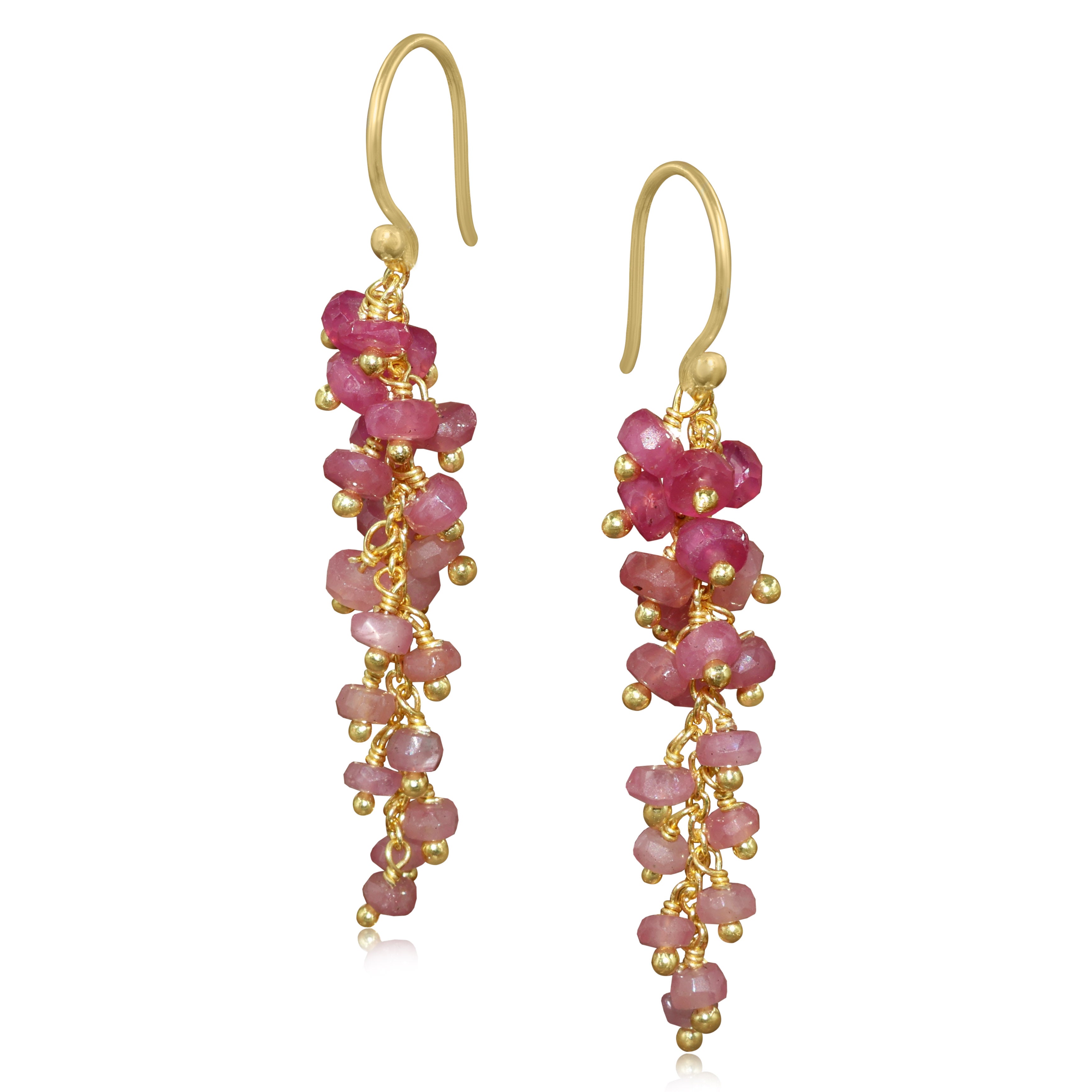 Exquisite Ruby Dangle Earrings with Beaded Bunch - Elegant Handmade Jewelry for Women | Perfect for Parties, Weddings & Special Occasions
